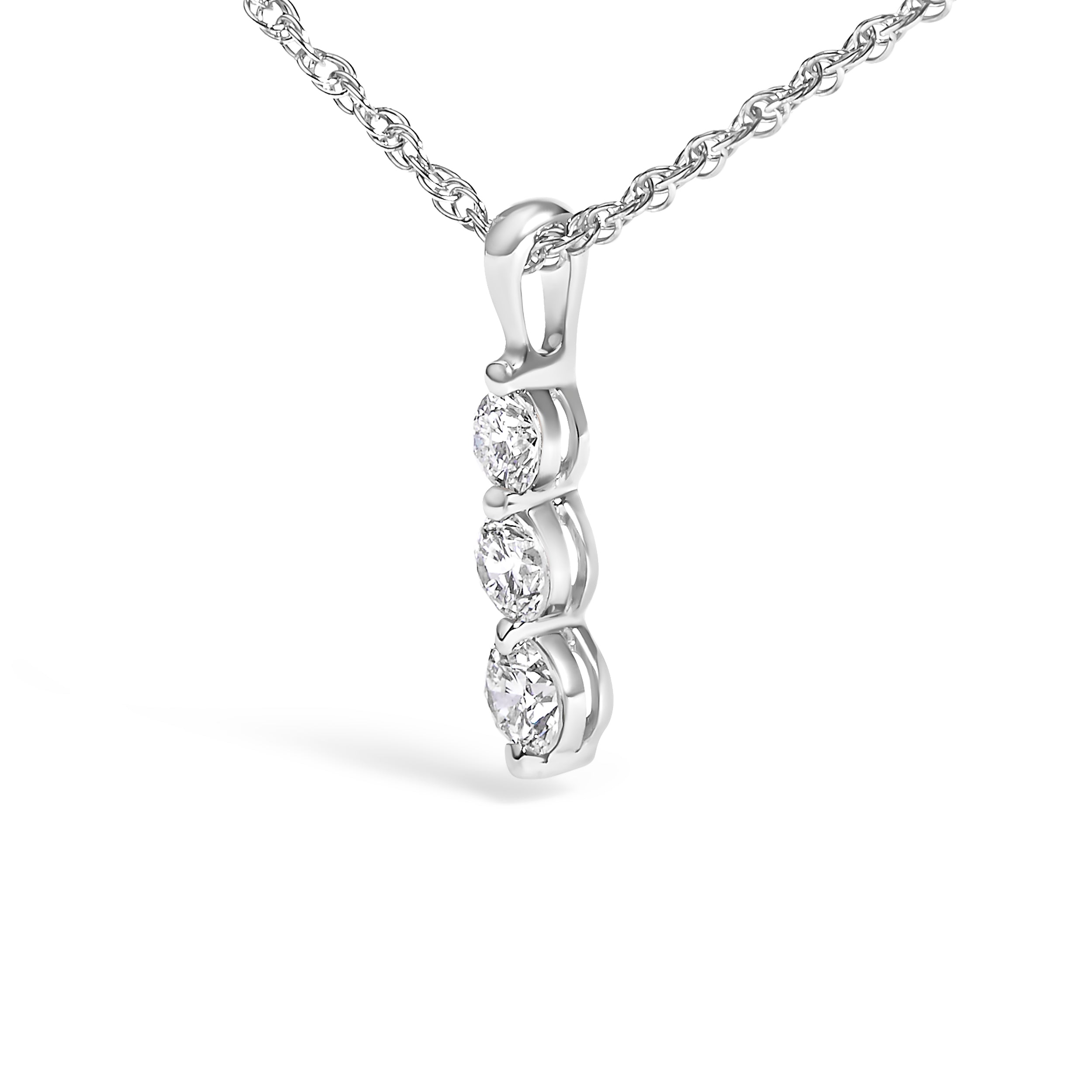 .925 Sterling Silver 1/7 Cttw Lab Grown Diamond Three Stone Diamond Pendant Necklace - 18" Inches on sale at MyriadMart
