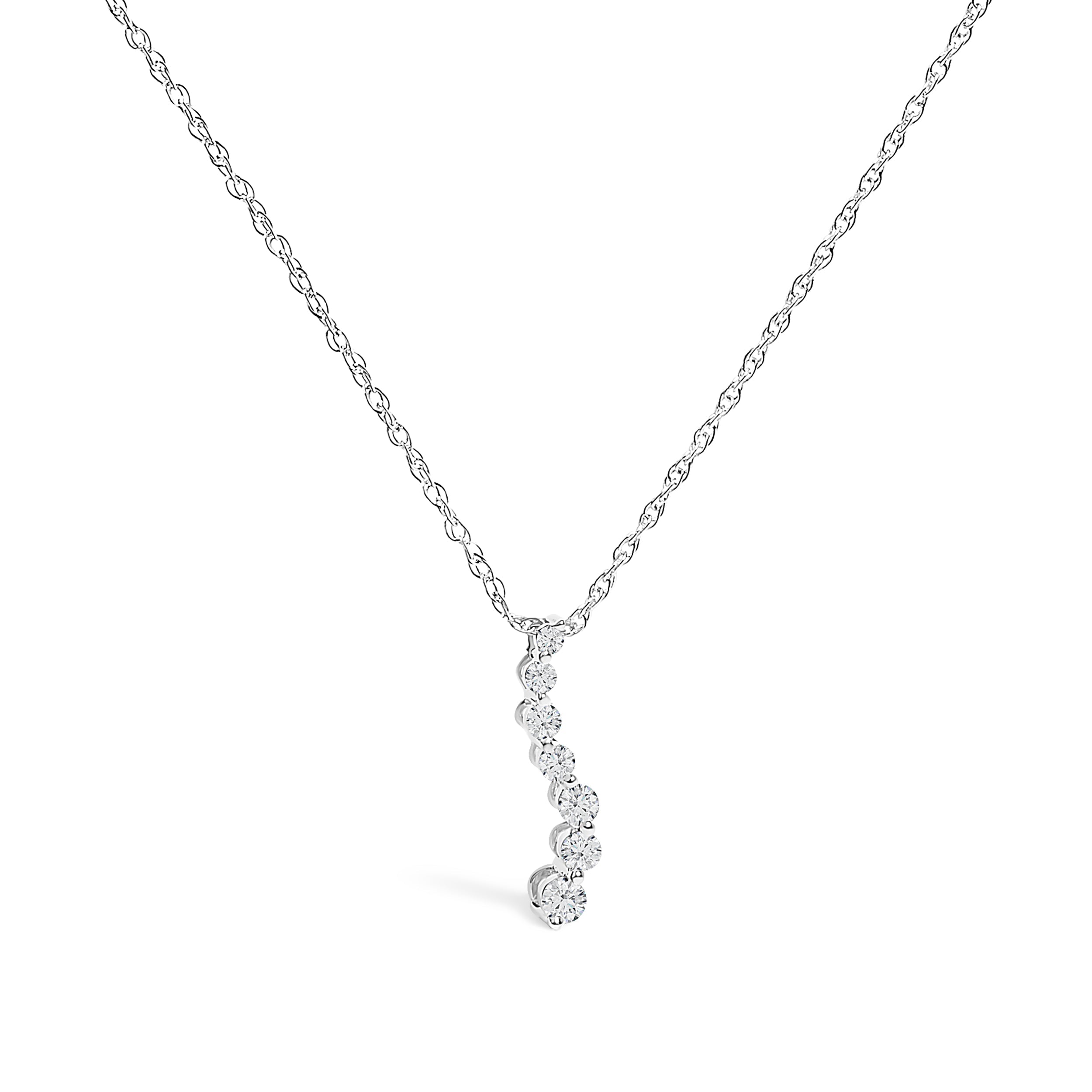 .925 Sterling Silver 1/4 Cttw Lab Grown Diamond Journey Pendant Necklace - 18" Inches on sale at MyriadMart