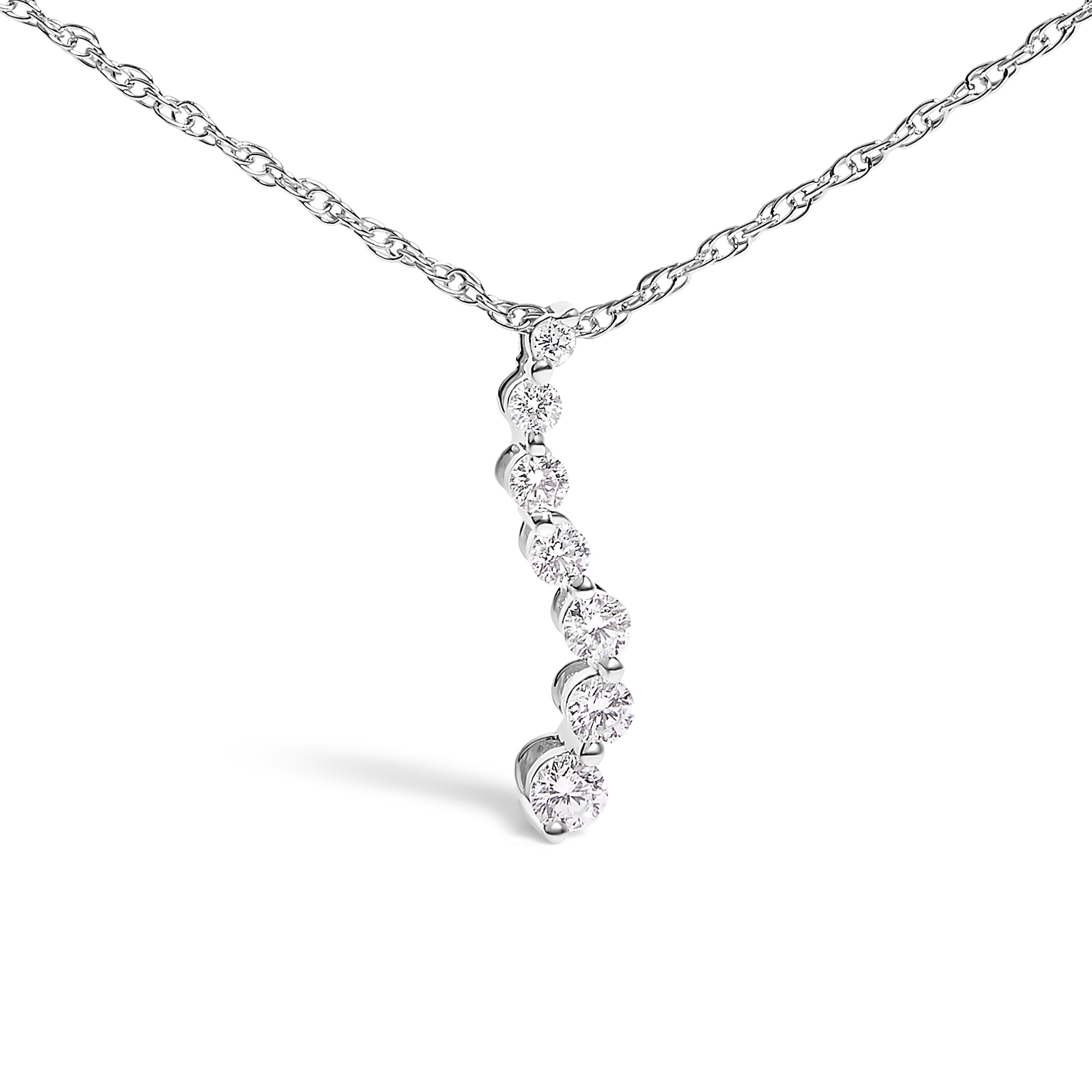.925 Sterling Silver 1/4 Cttw Lab Grown Diamond Journey Pendant Necklace - 18" Inches on sale at MyriadMart