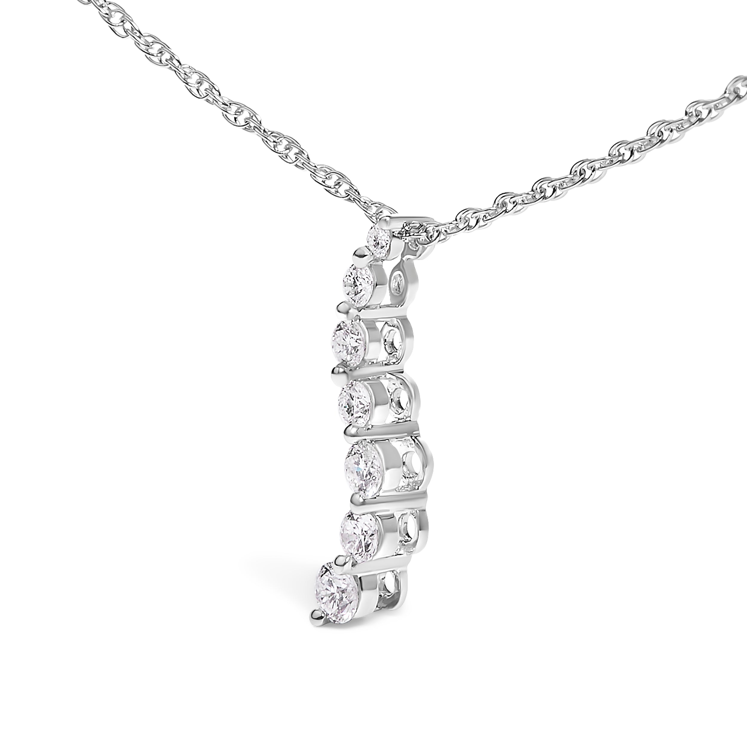 .925 Sterling Silver 1/4 Cttw Lab Grown Diamond Journey Pendant Necklace - 18" Inches on sale at MyriadMart