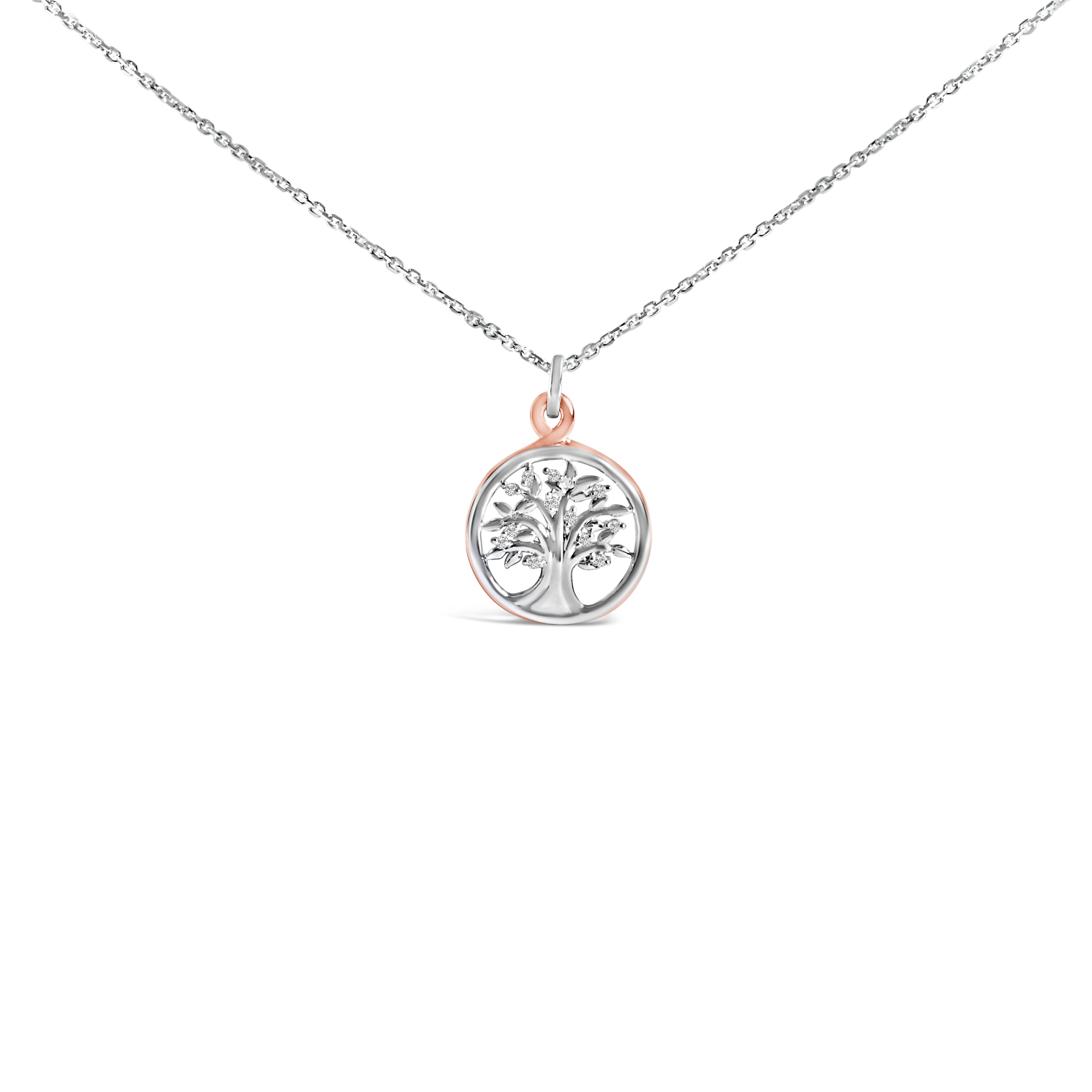 14K Rose Gold Plated Sterling Silver Diamond Accent Tree of Life Pendant Necklace on sale at MyriadMart