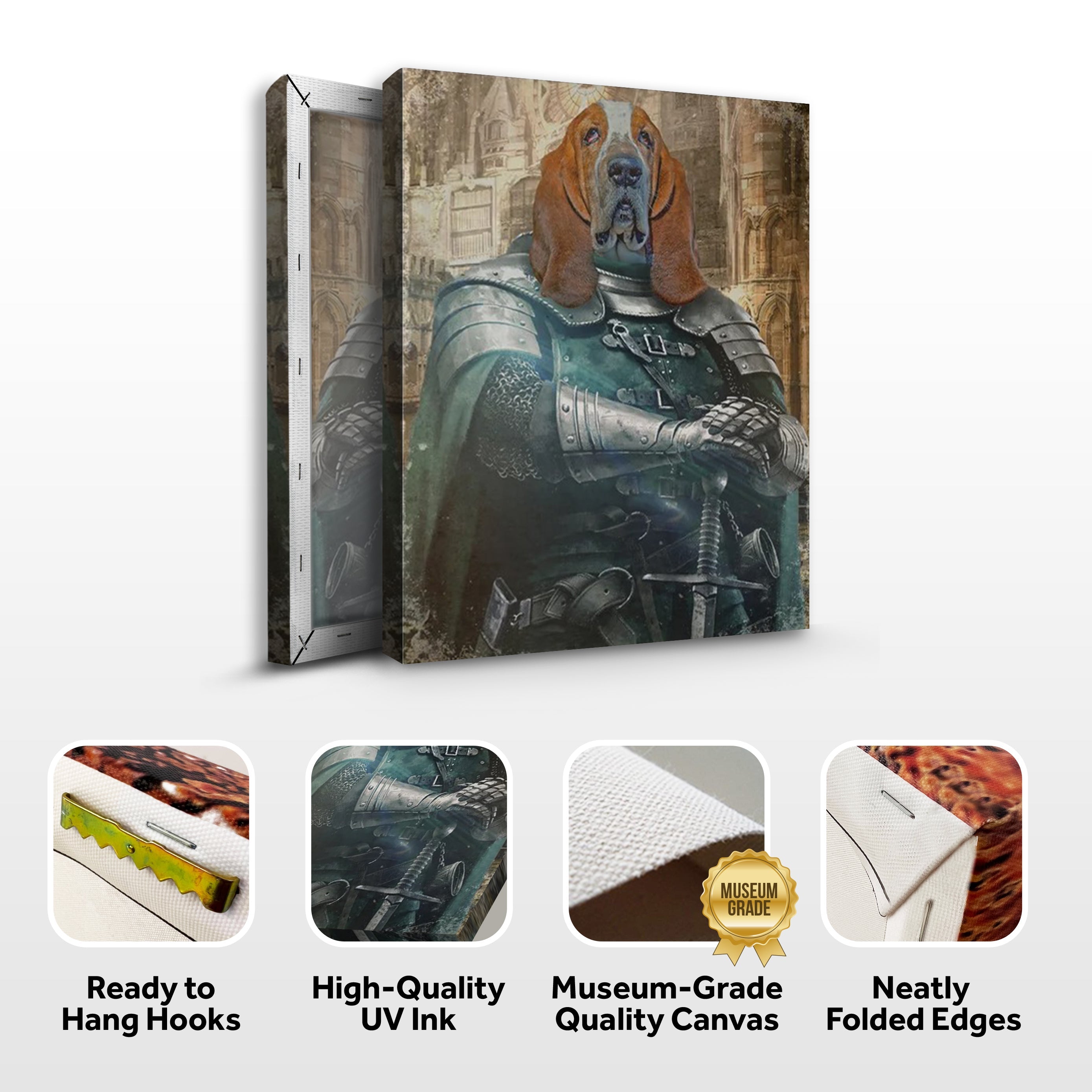 Pet Medieval Knight Portrait - Basset Hound Sign on sale at MyriadMart