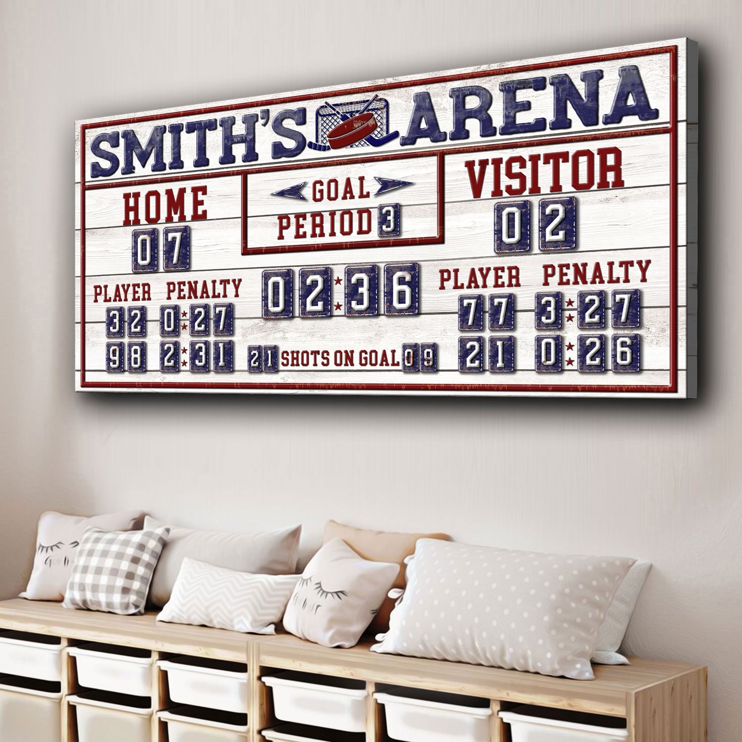 Personalized Hockey Scoreboard Sign on sale at MyriadMart