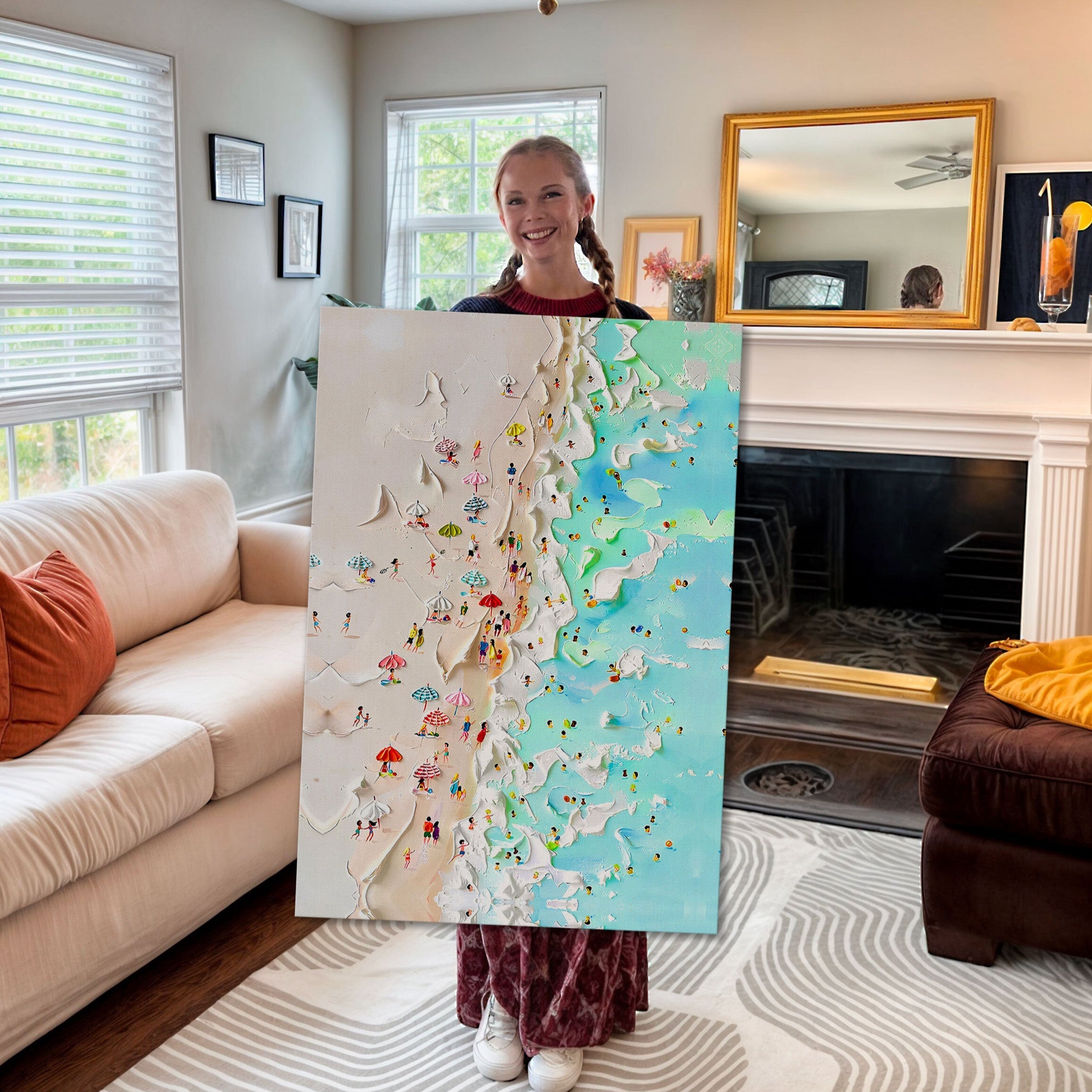 Beachfront Painting Coastal Wall Art on sale at MyriadMart