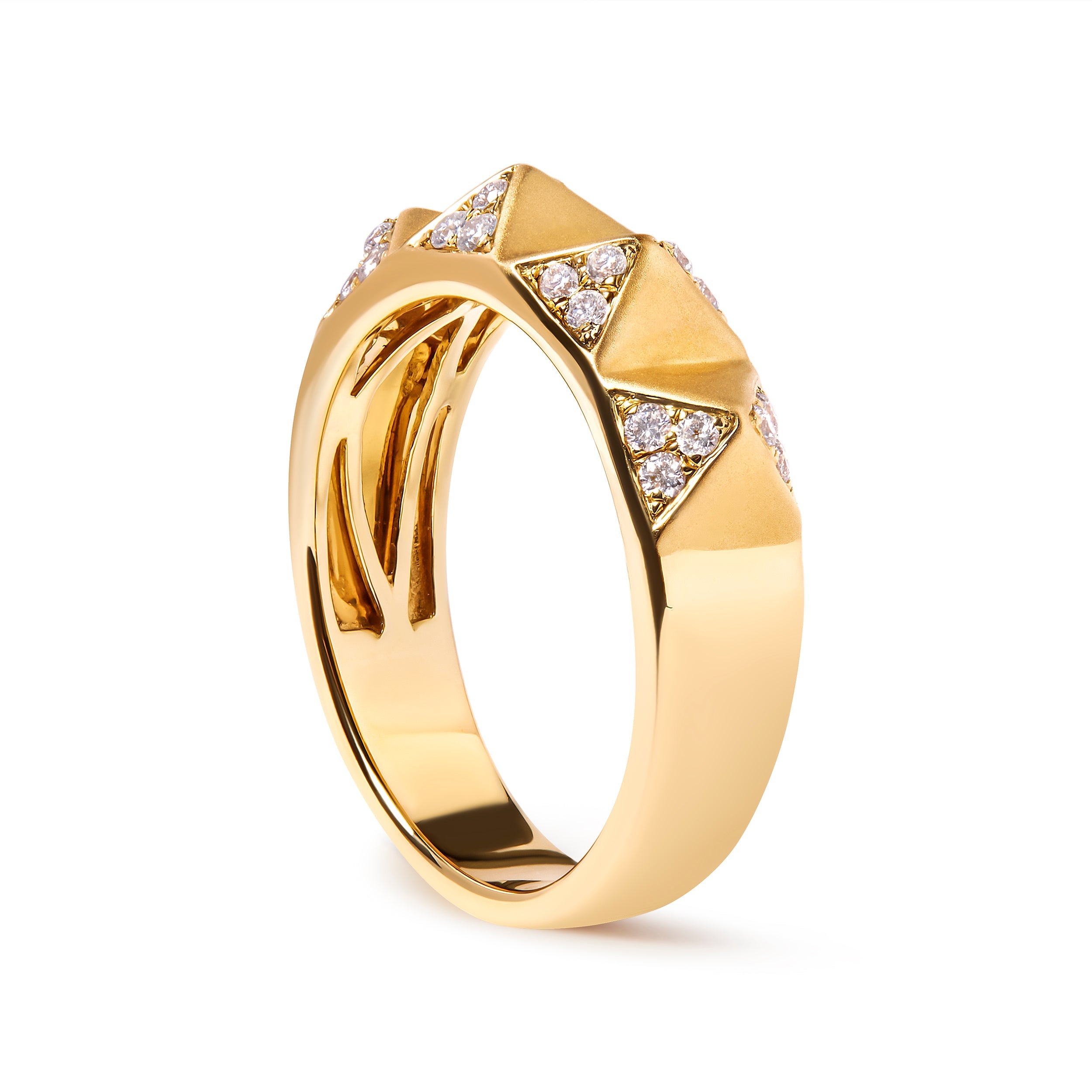 14K Yellow Gold 1/4 Cttw White Diamond Pyramid Band Ring G-H Color, SI1-SI2 Clarity - Size 7 on sale at MyriadMart