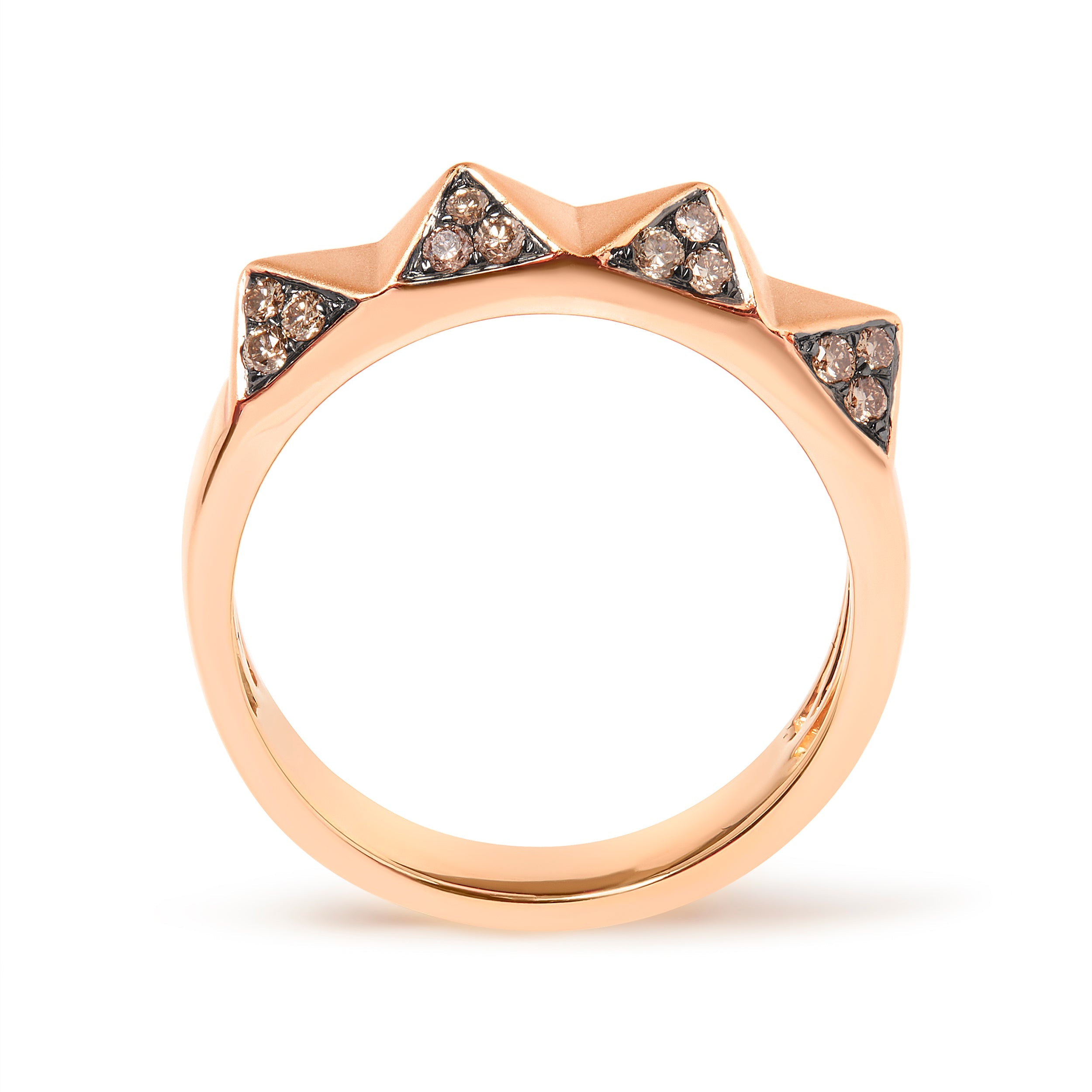 14K Rose Gold 1/4 Cttw Brown Diamond Pyramid Band Ring Brown Color, SI1-SI2 Clarity - Size 7 on sale at MyriadMart