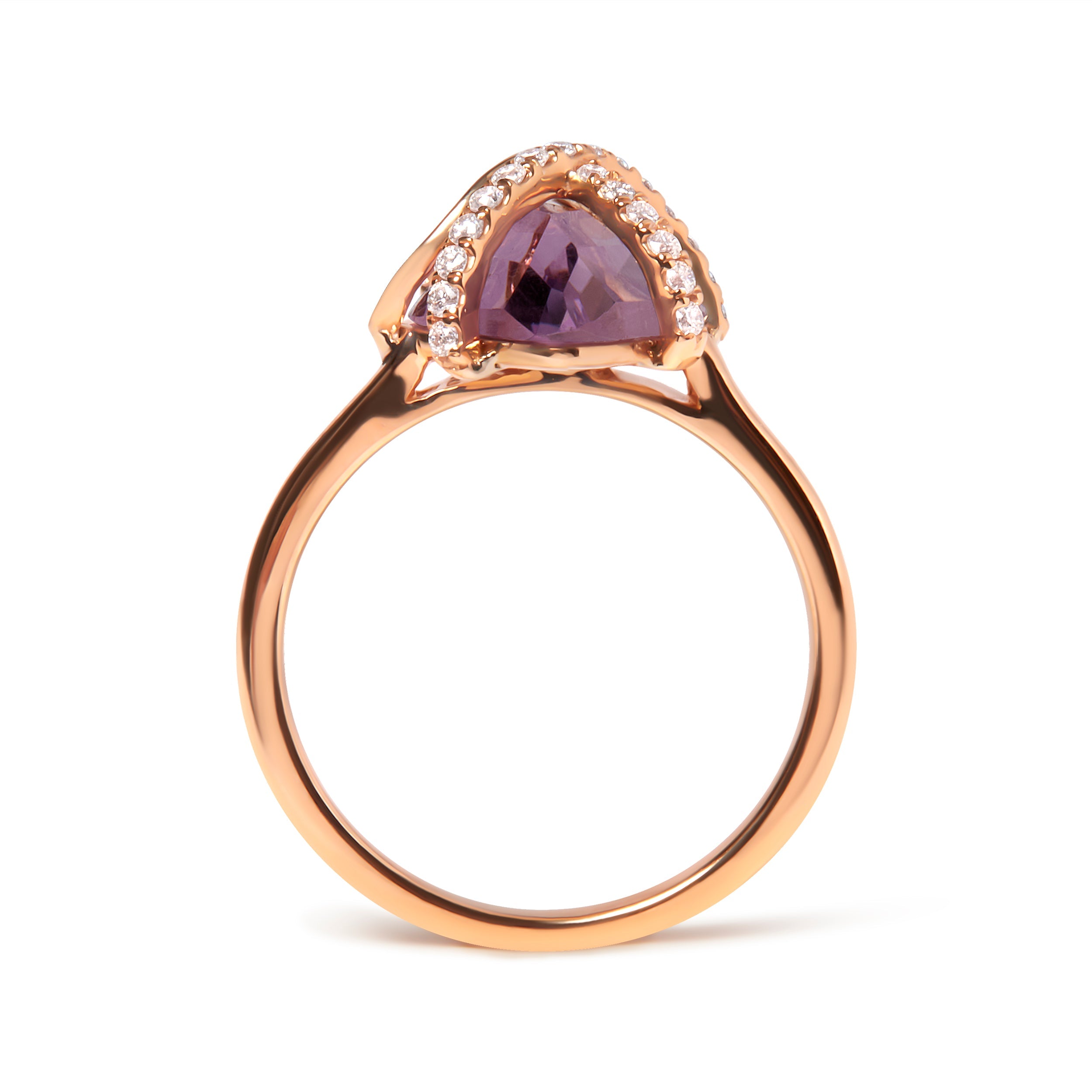 14K Rose Gold 1/5 Cttw Diamond Wrapped 15x15 MM Purple Amethyst Cocktail Ring G-H Color, SI1-SI2 Clarity on sale at MyriadMart