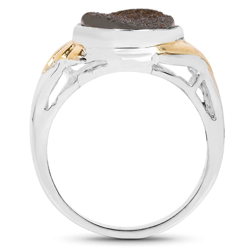 3.25 Carat Genuine Cobalt Blue Drusy .925 Sterling Silver Ring on sale at MyriadMart