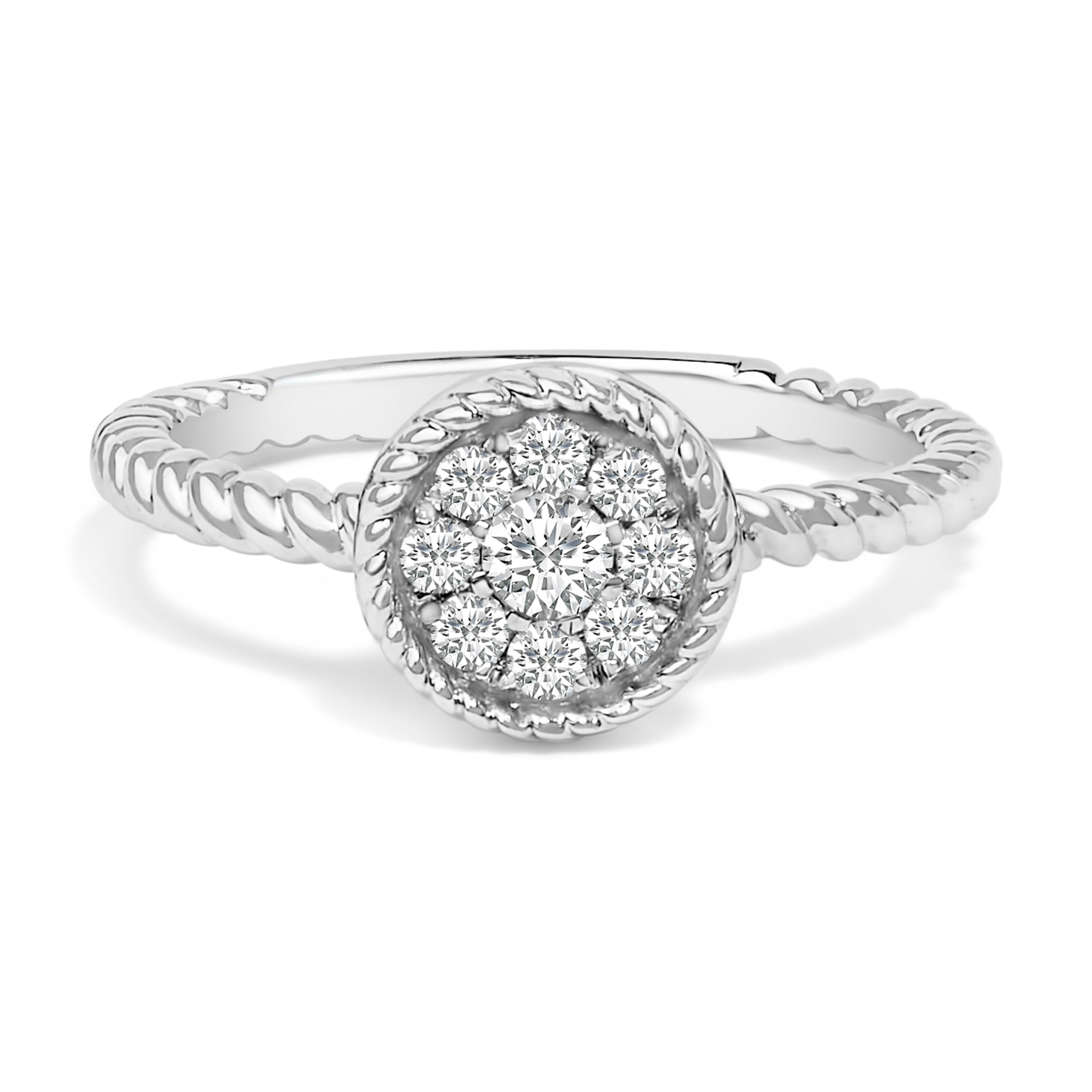 Sterling Silver 1/4 Cttw Diamond Floral Round Braided Ring on sale at MyriadMart