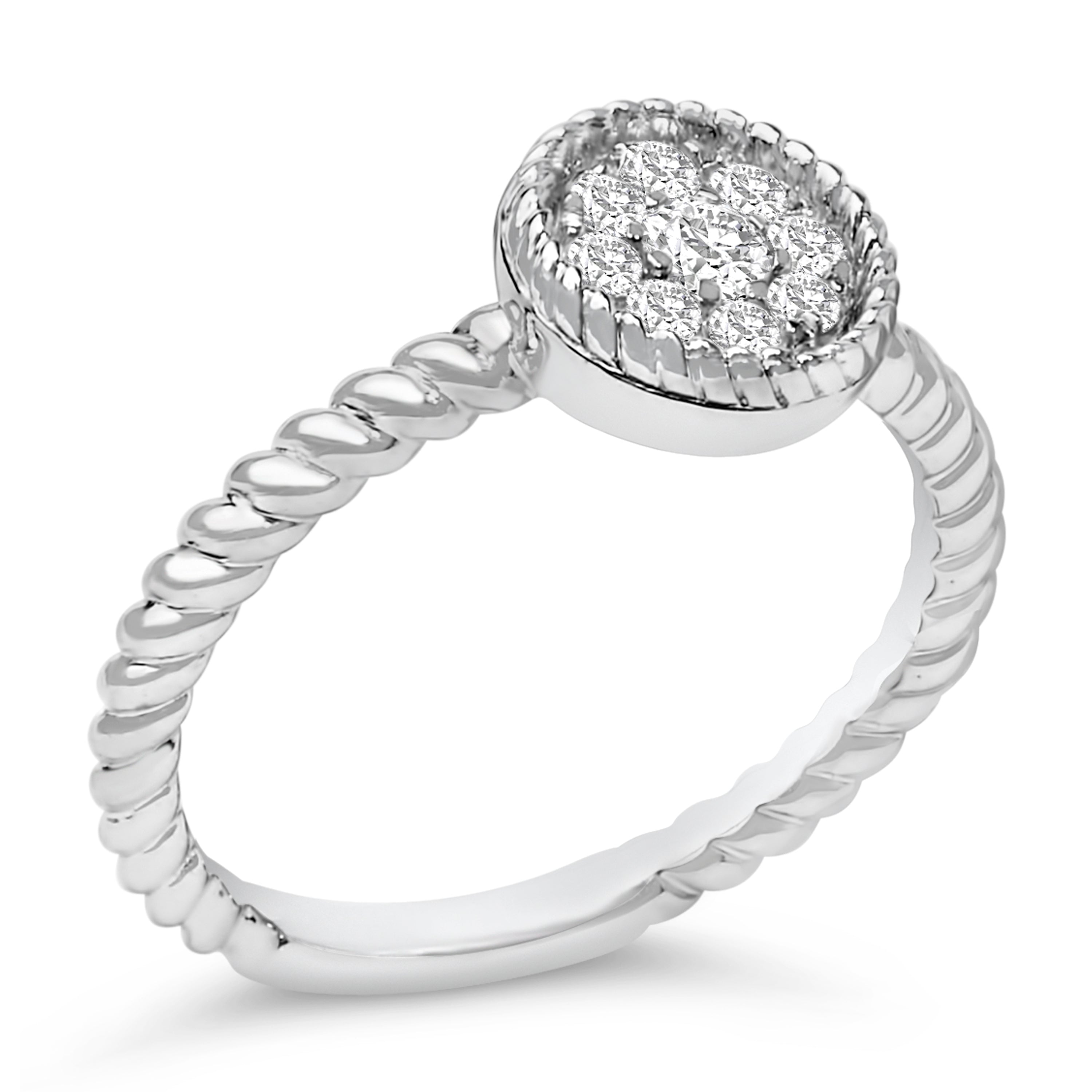 Sterling Silver 1/4 Cttw Diamond Floral Round Braided Ring on sale at MyriadMart