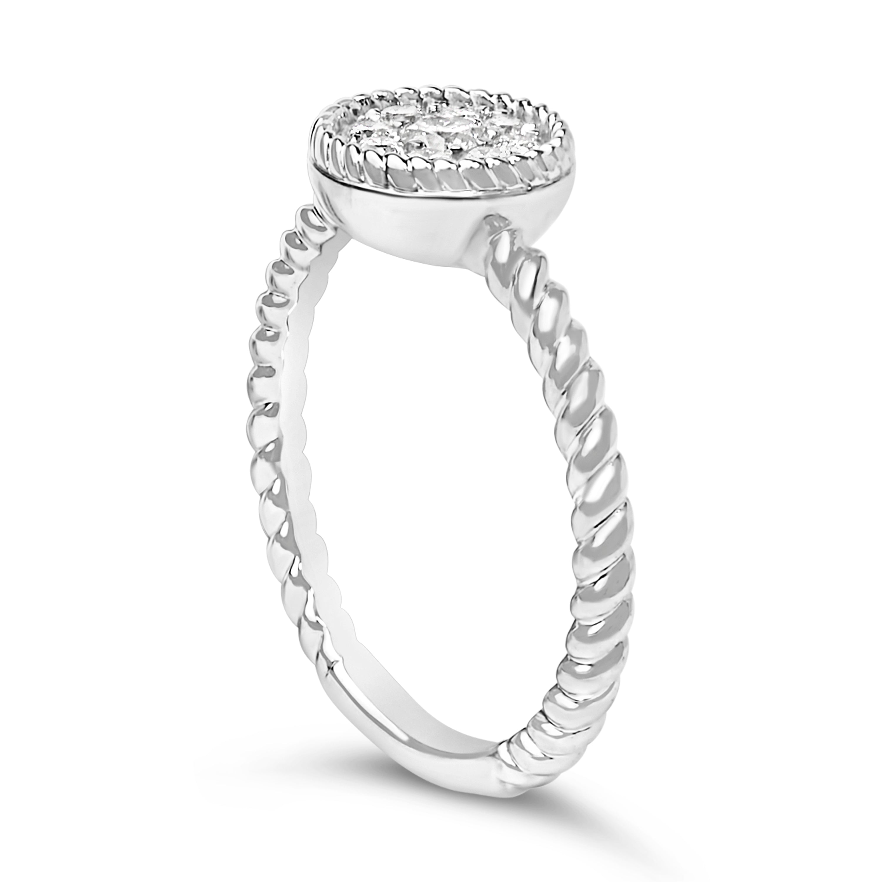 Sterling Silver 1/4 Cttw Diamond Floral Round Braided Ring on sale at MyriadMart