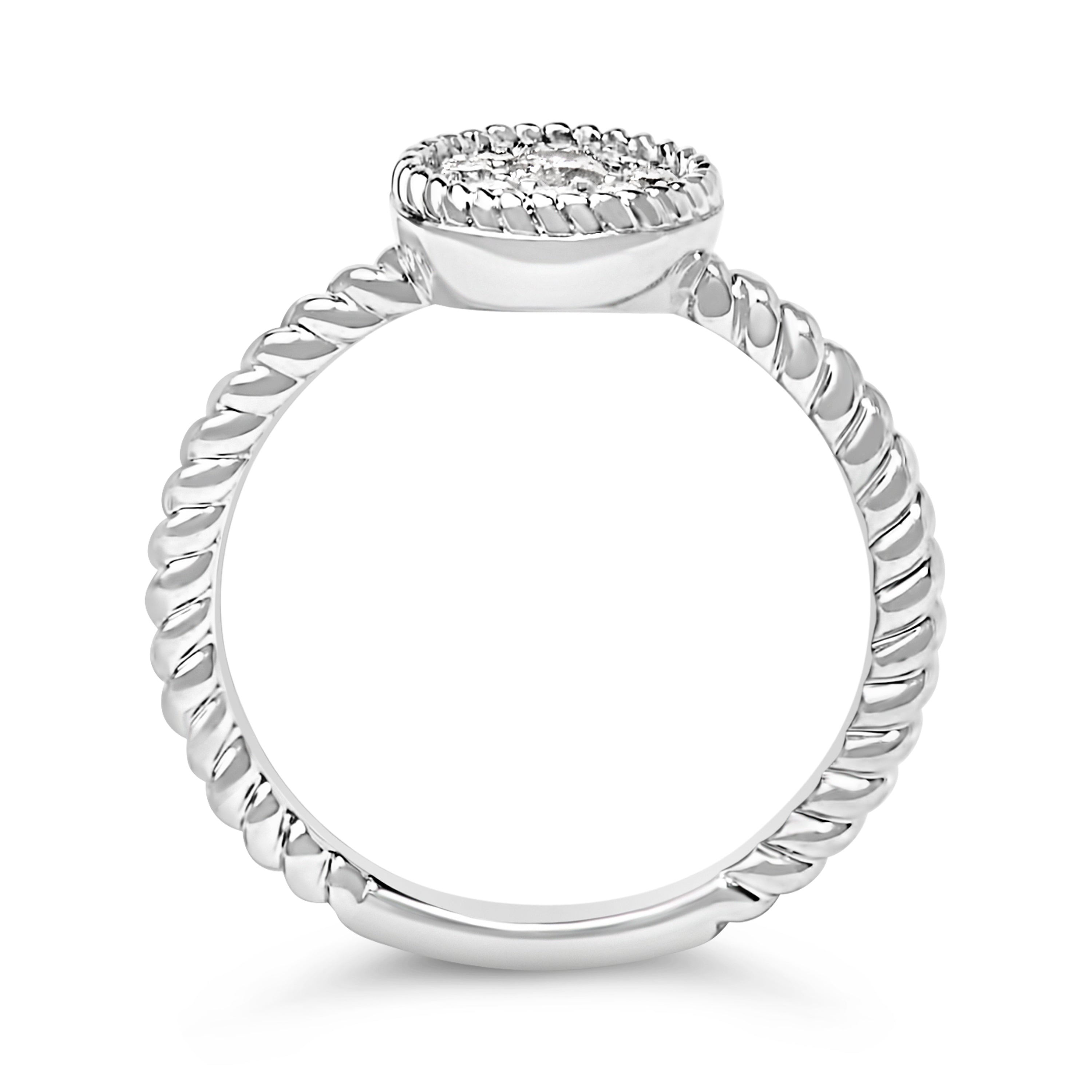 Sterling Silver 1/4 Cttw Diamond Floral Round Braided Ring on sale at MyriadMart
