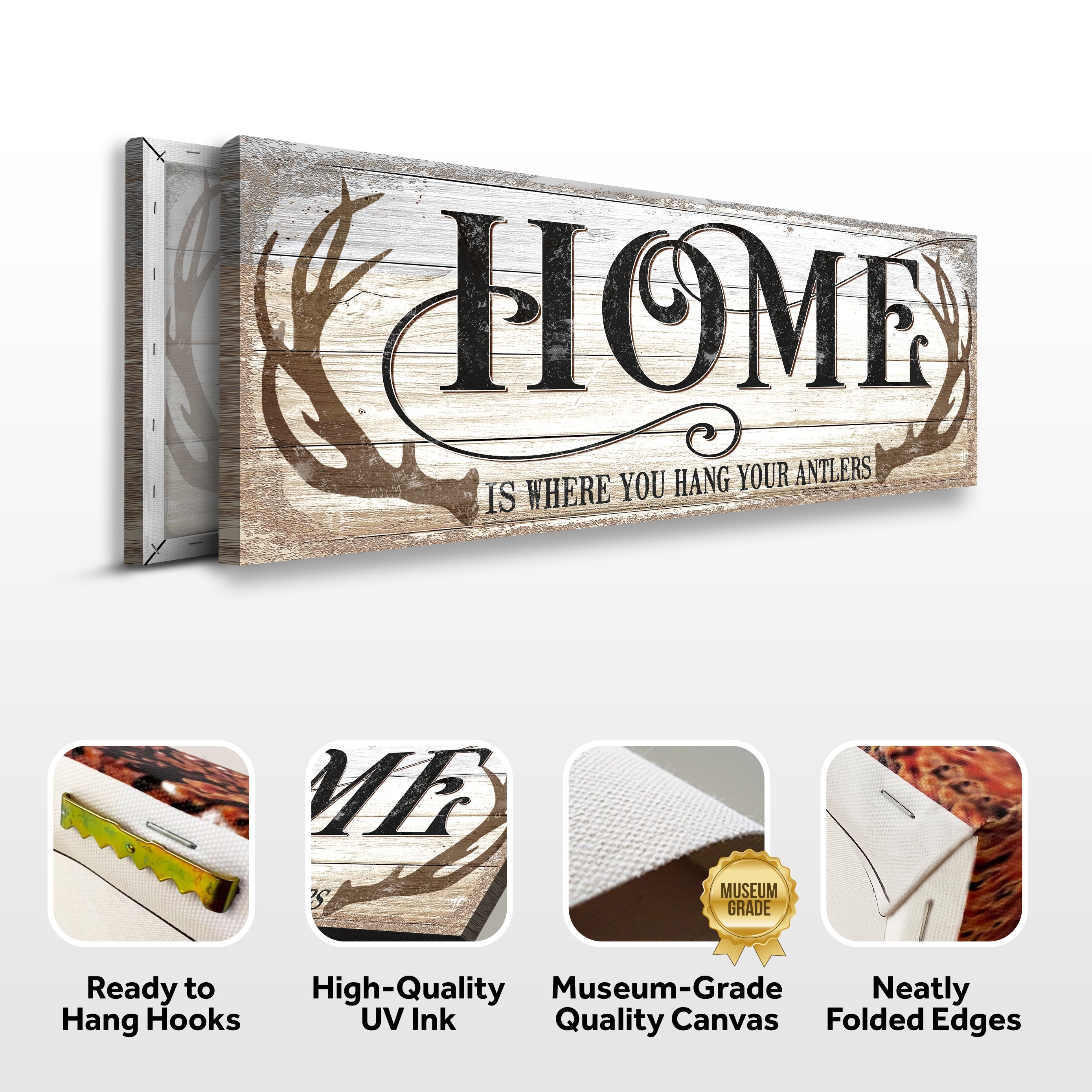Home Is Where You Hang Your Antlers Sign II on sale at MyriadMart