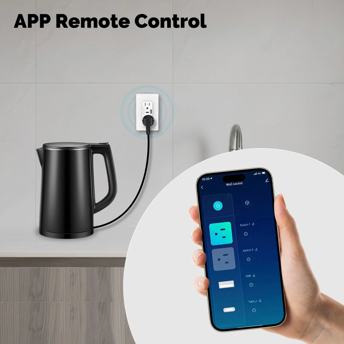MOES Tuya WiFi Smart Wall Outlet US Electrical Socket USB Type-C Port Plug APP Remote Voice Control Work with Alexa Google Home