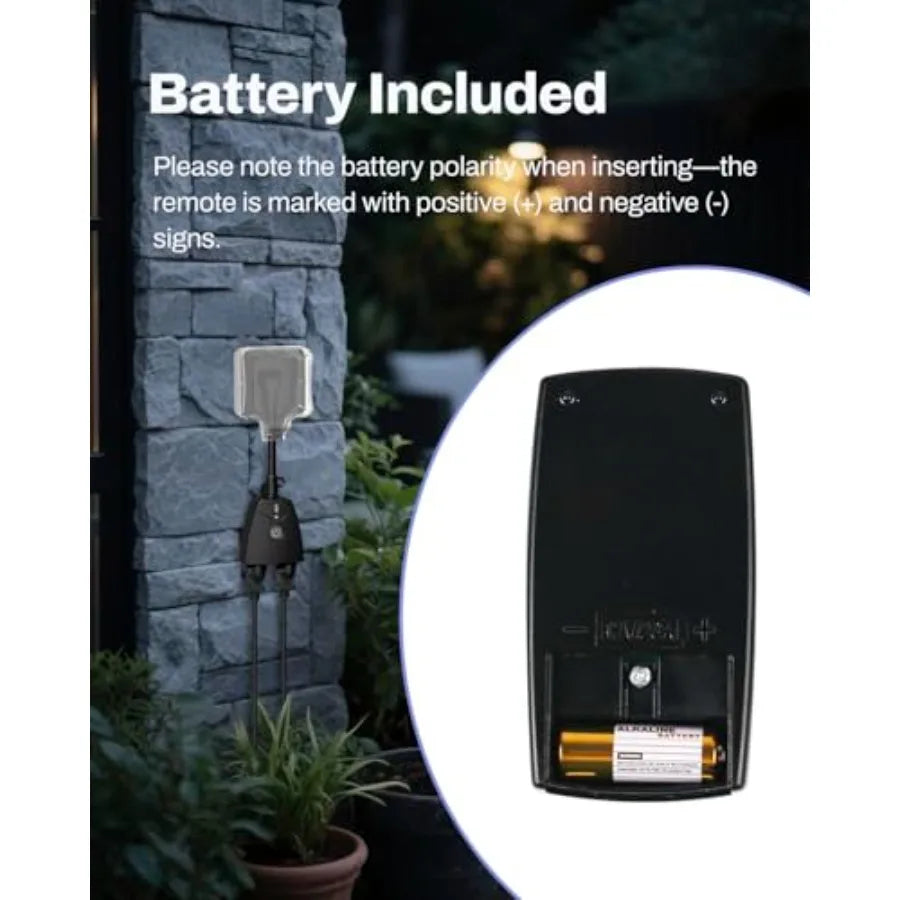 Outdoor Wireless Remote Control Outlet Plug, Weatherproof Heavy Duty Power Strip, Indoor Electrical Plugs for Light Switch, 6-i
