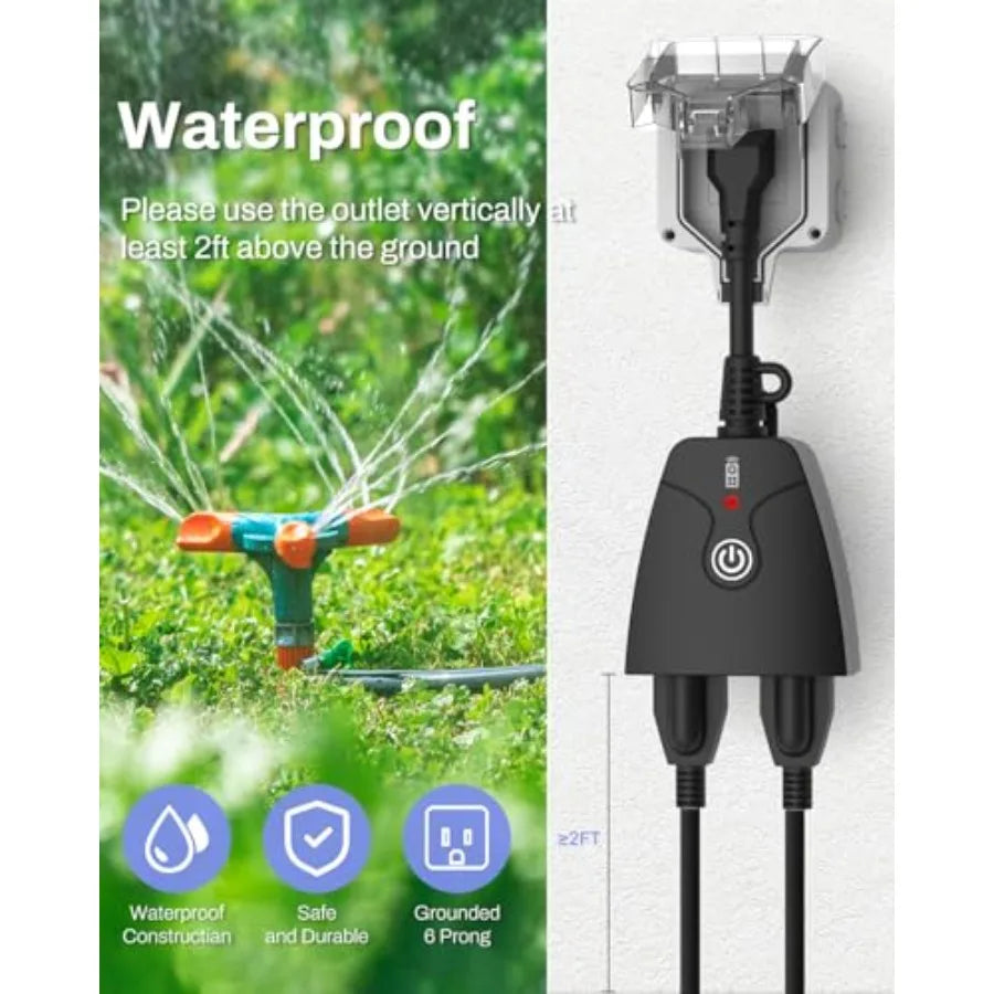 Outdoor Wireless Remote Control Outlet Plug, Weatherproof Heavy Duty Power Strip, Indoor Electrical Plugs for Light Switch, 6-i