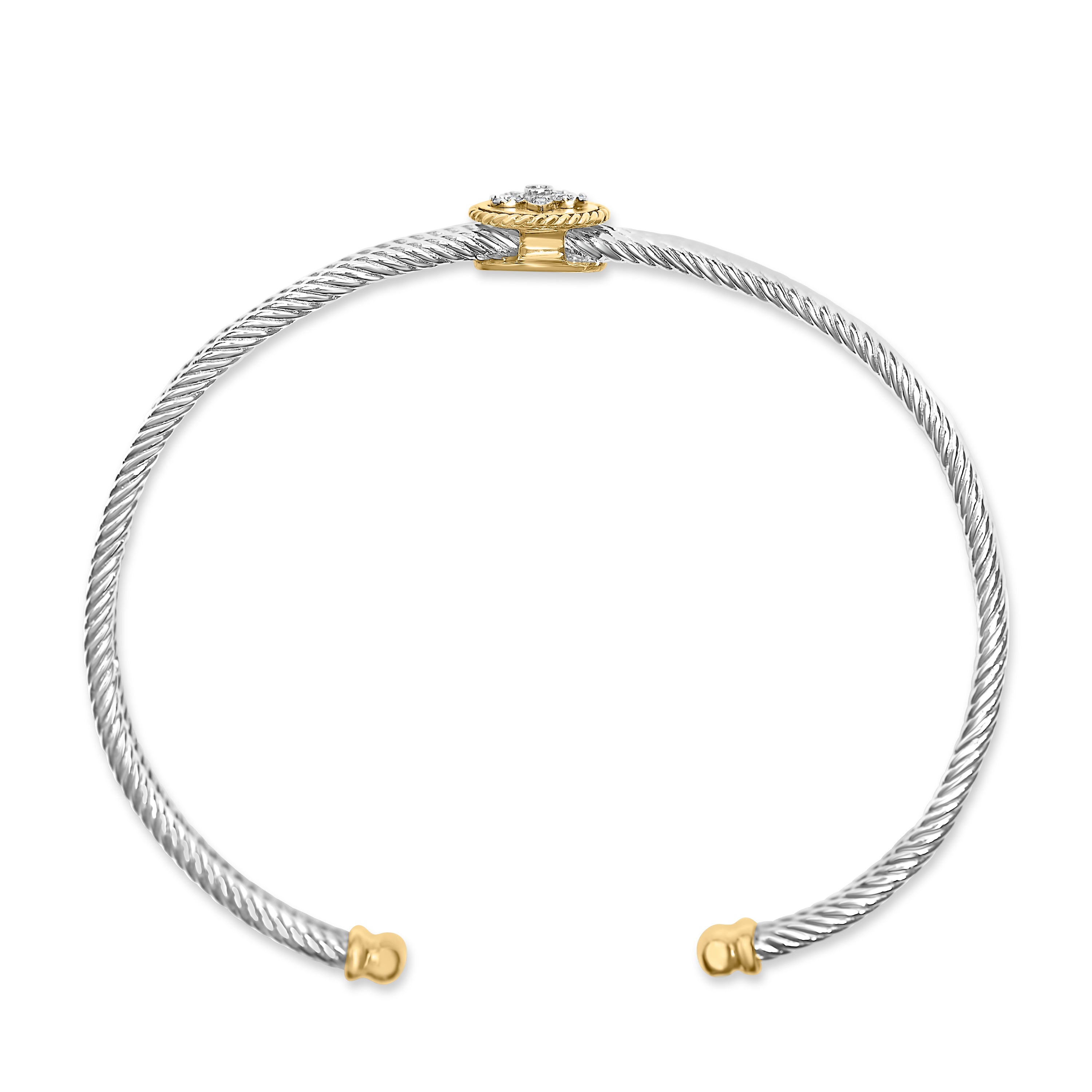 18K Yellow Gold Plated .925 Sterling Silver Diamond Accent and Fleur Di Lis Medallion Bangle Bracelet I-J Color, SI1-SI2 Clarity - 7.25 Inches on sale at MyriadMart