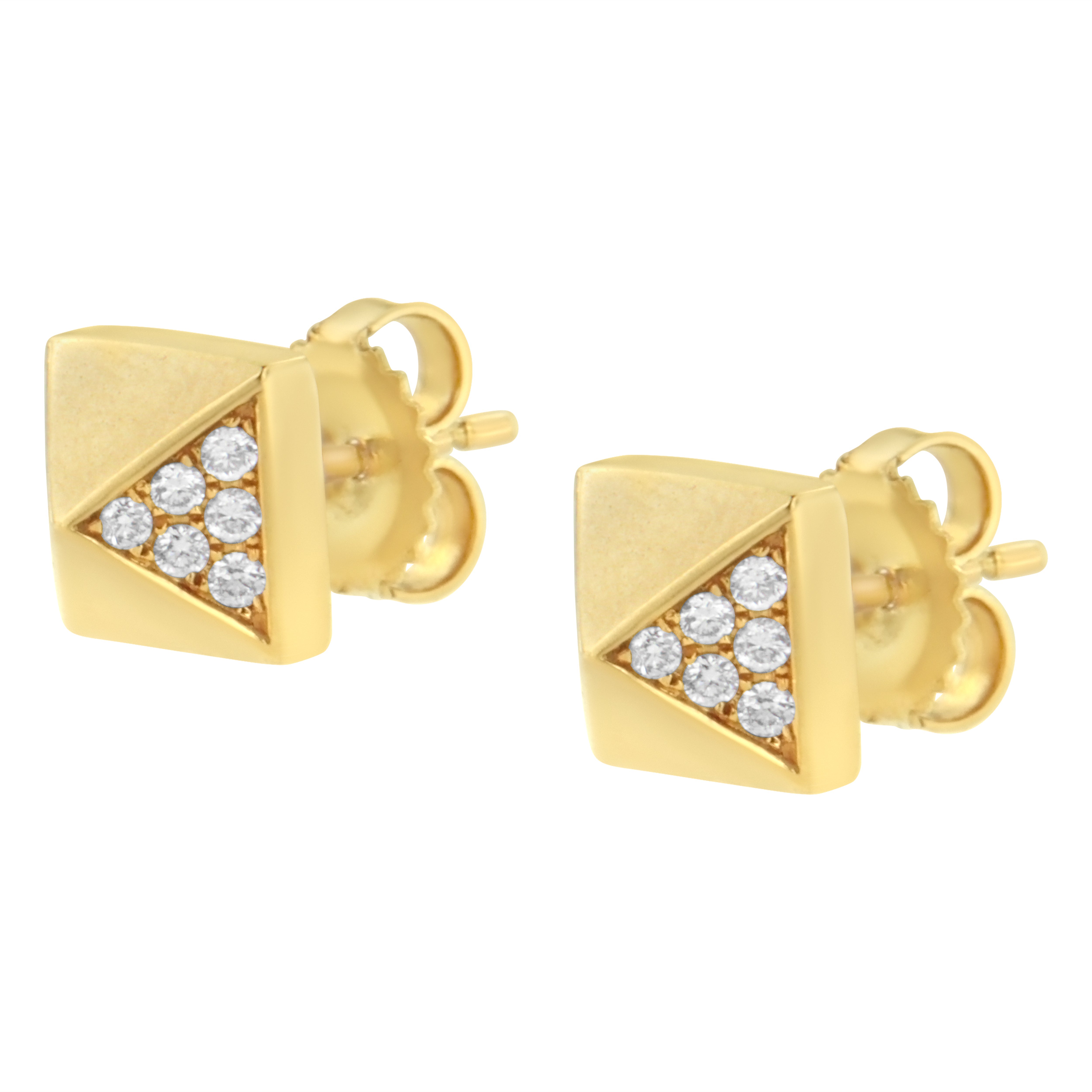 14K Yellow Gold 1/4 Cttw Diamond Pyramid Stud Earring G-H Color, SI1-SI2 Clarity on sale at MyriadMart