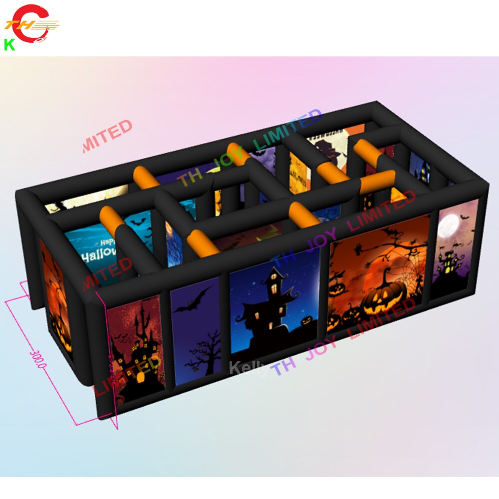 Free Door Shipping 6x3m/10x3m Halloween Printing Inflatable Haunted Maze Labyrinth Maze Game for Sale, MyriadMart
