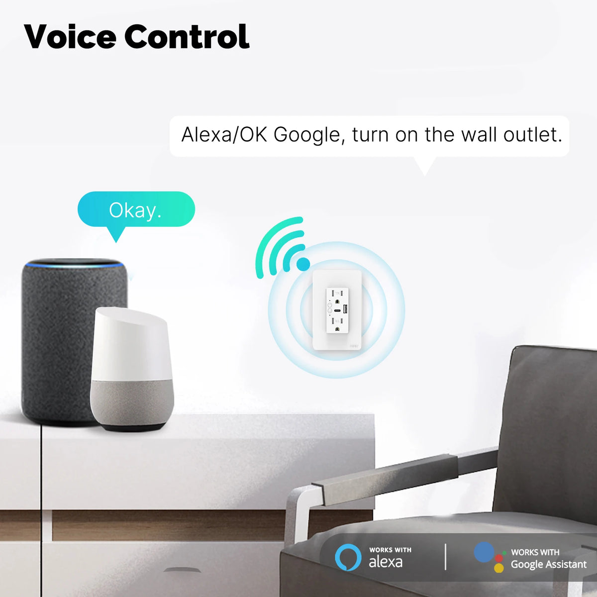 MOES Tuya WiFi Smart Wall Outlet US Electrical Socket USB Type-C Port Plug APP Remote Voice Control Work with Alexa Google Home