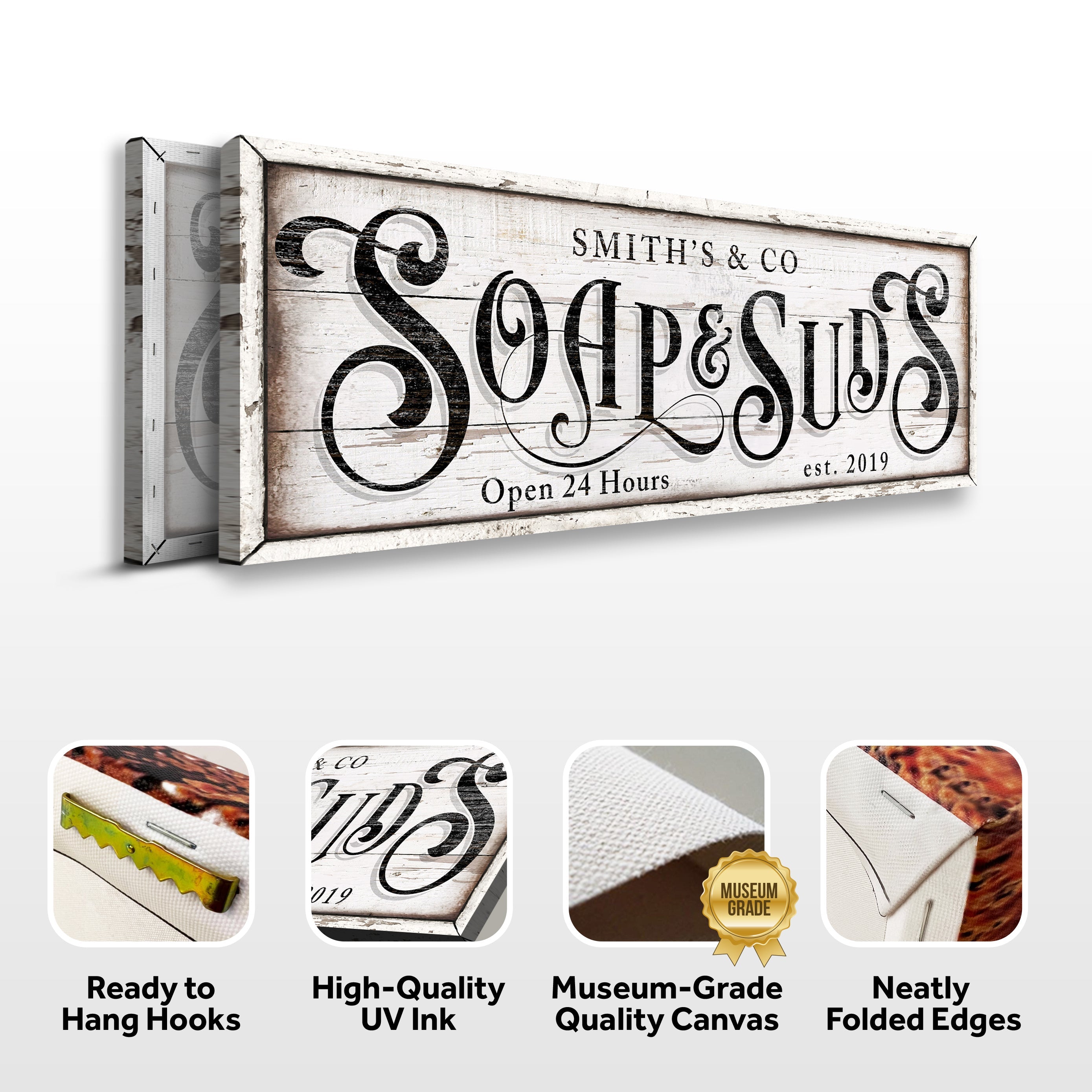 Personalized Soap And Suds Laundry Sign on sale at MyriadMart