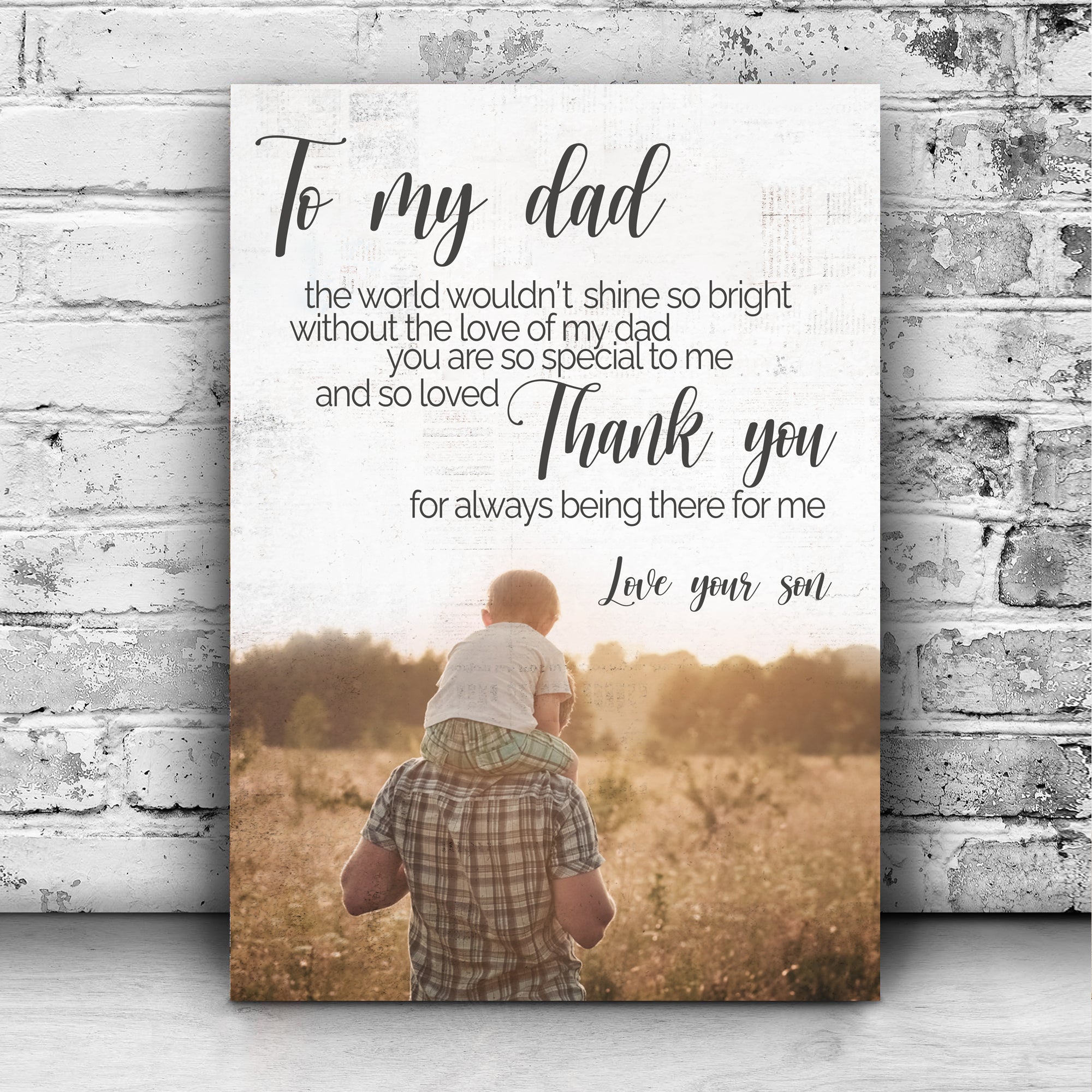 To My Dad Thank You Happy Father's Day Sign on sale at MyriadMart