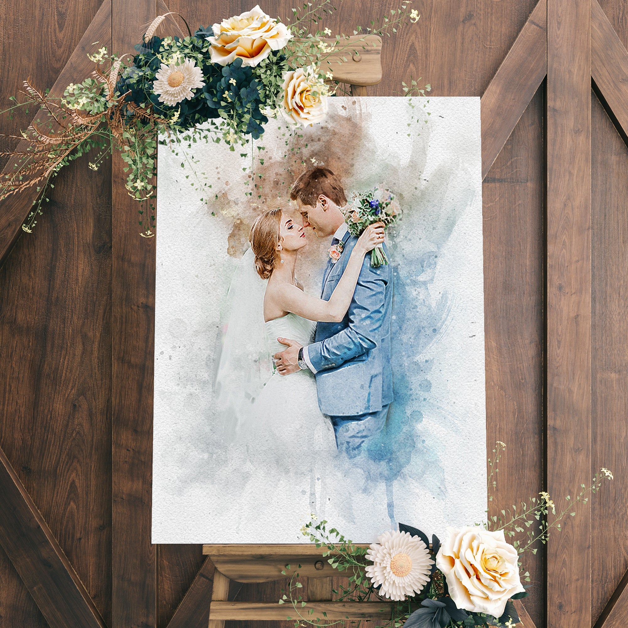 Wedding Watercolor Portrait Sign on sale at MyriadMart