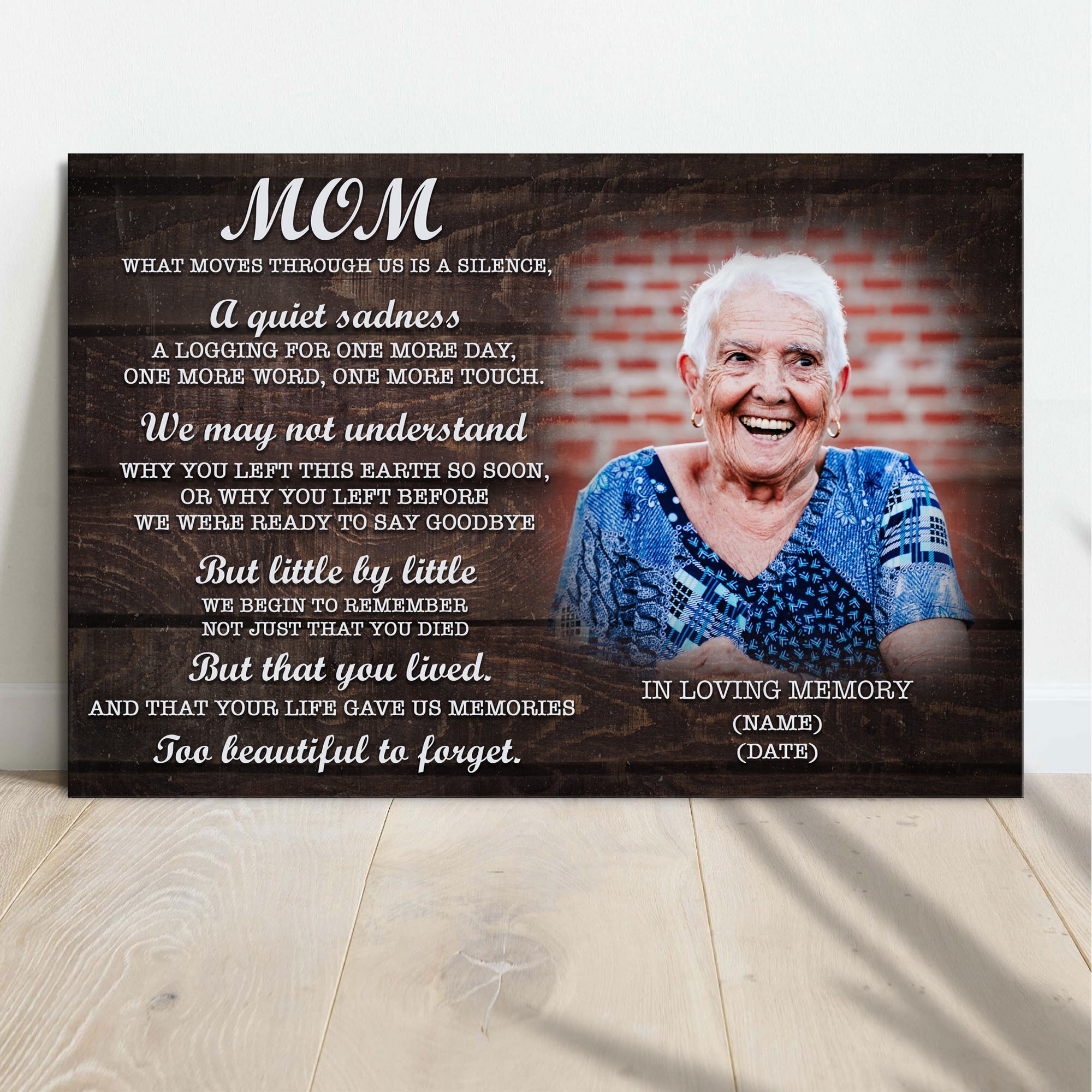 Mom, You're Too Beautiful To Forget Happy Mother's Day Sign on sale at MyriadMart