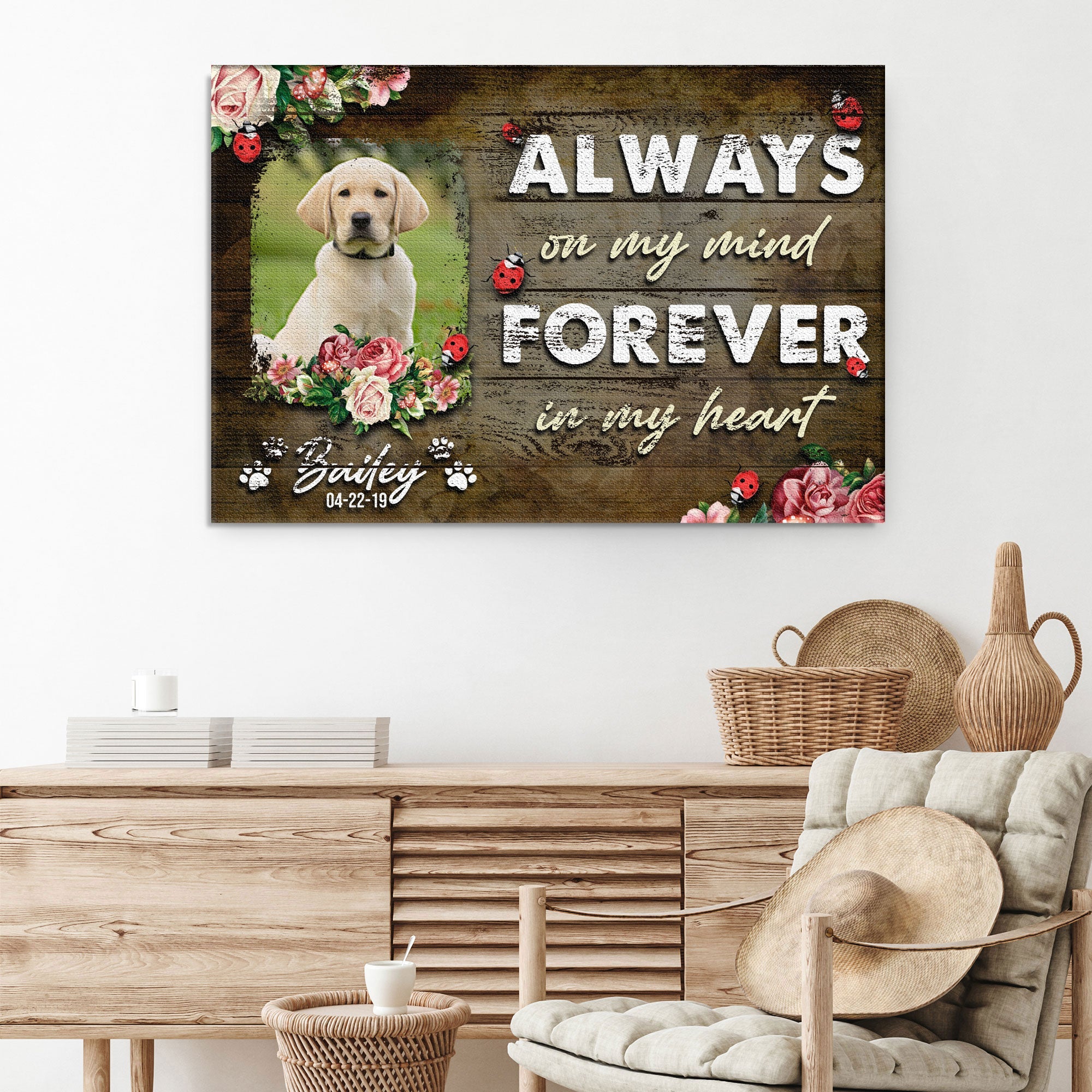 Always On My Mind Forever In My Heart Pet Memorial Sign on sale at MyriadMart