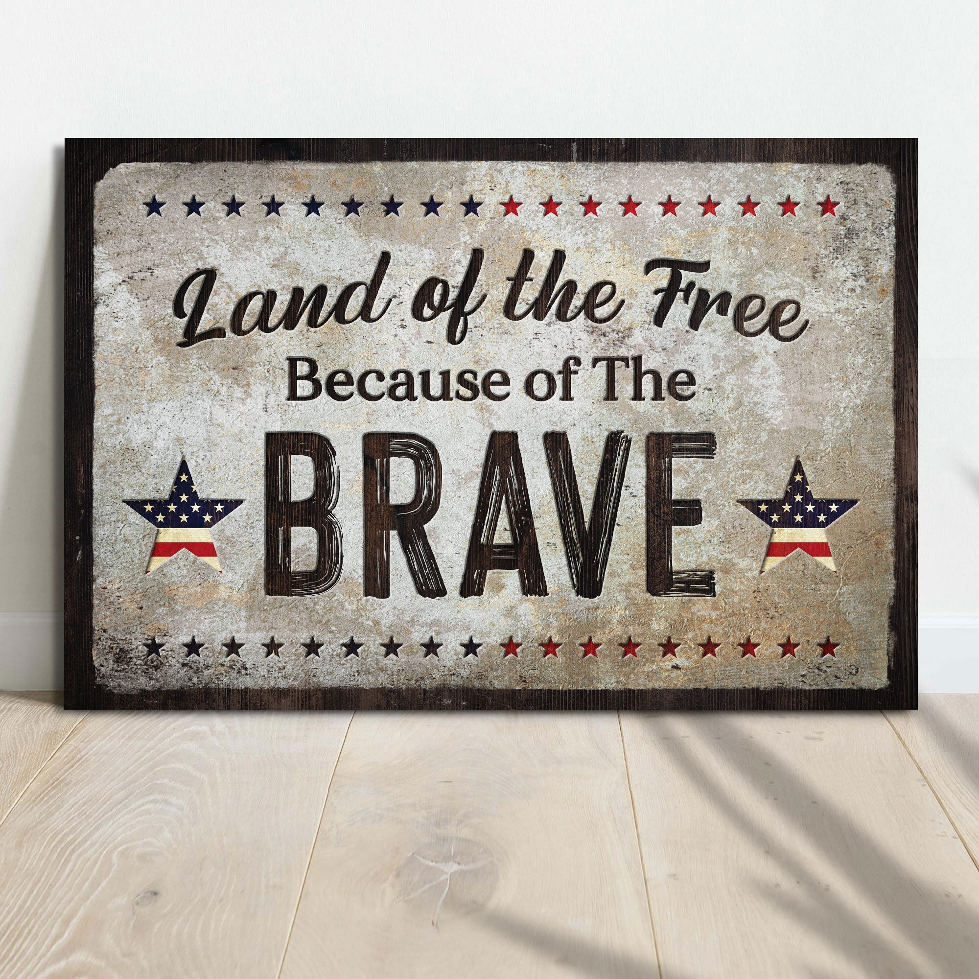 Land Of The Free Because Of The Brave Sign on sale at MyriadMart