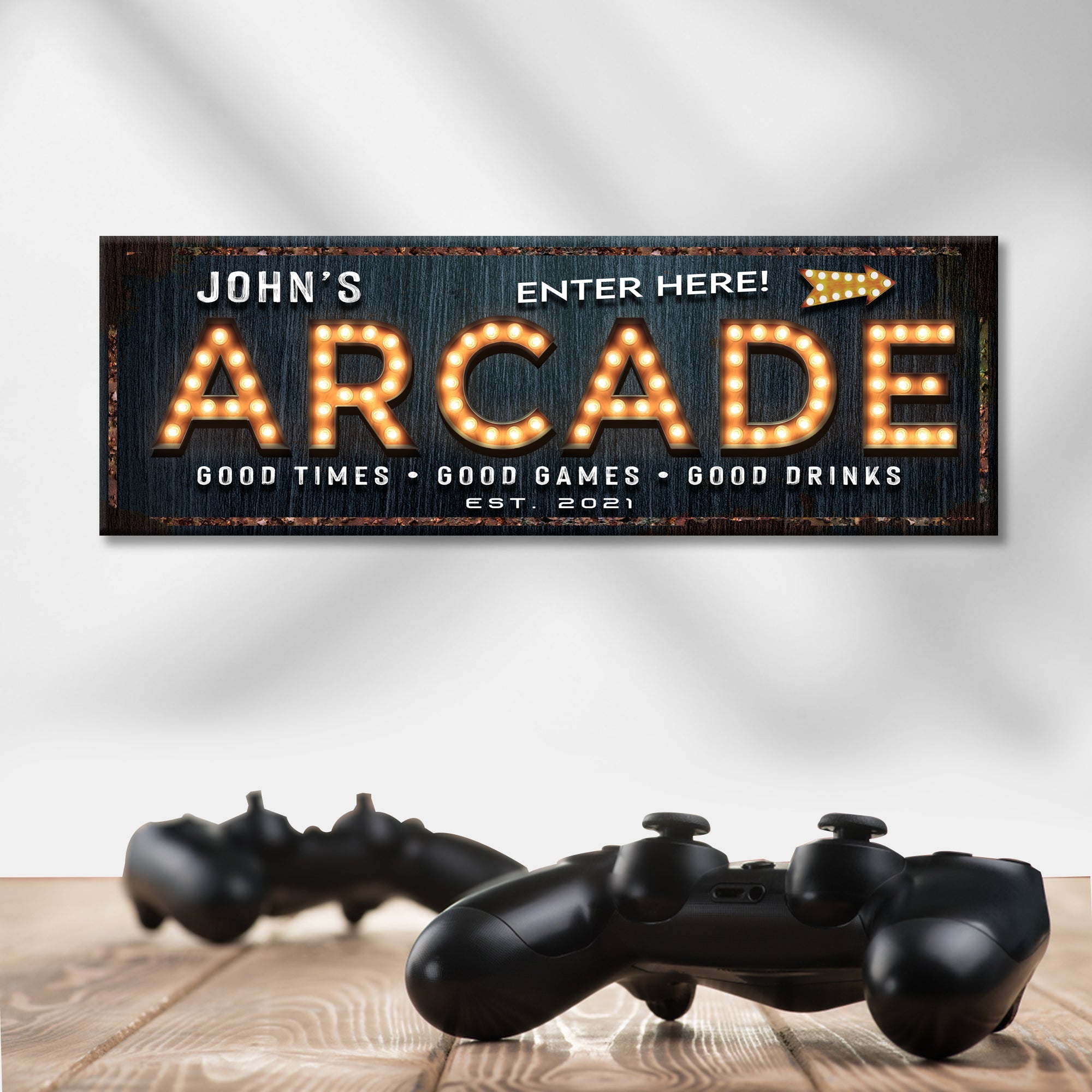 Arcade Enter Here Sign on sale at MyriadMart