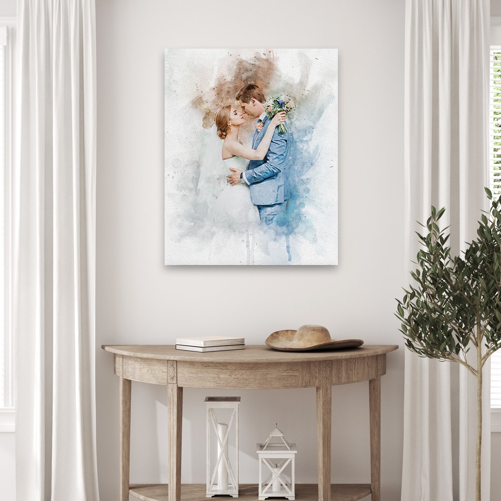 Wedding Watercolor Portrait Sign on sale at MyriadMart