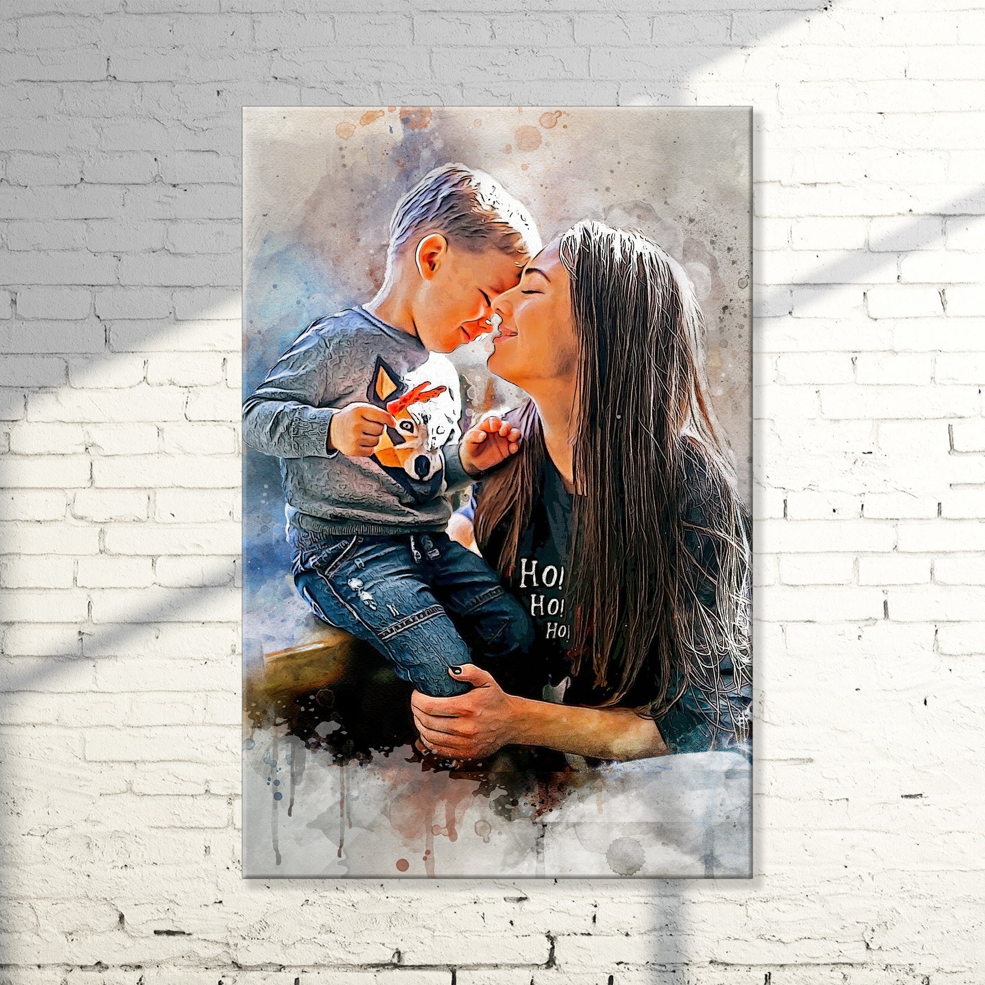 Mother And Son Watercolor Portrait Sign on sale at MyriadMart
