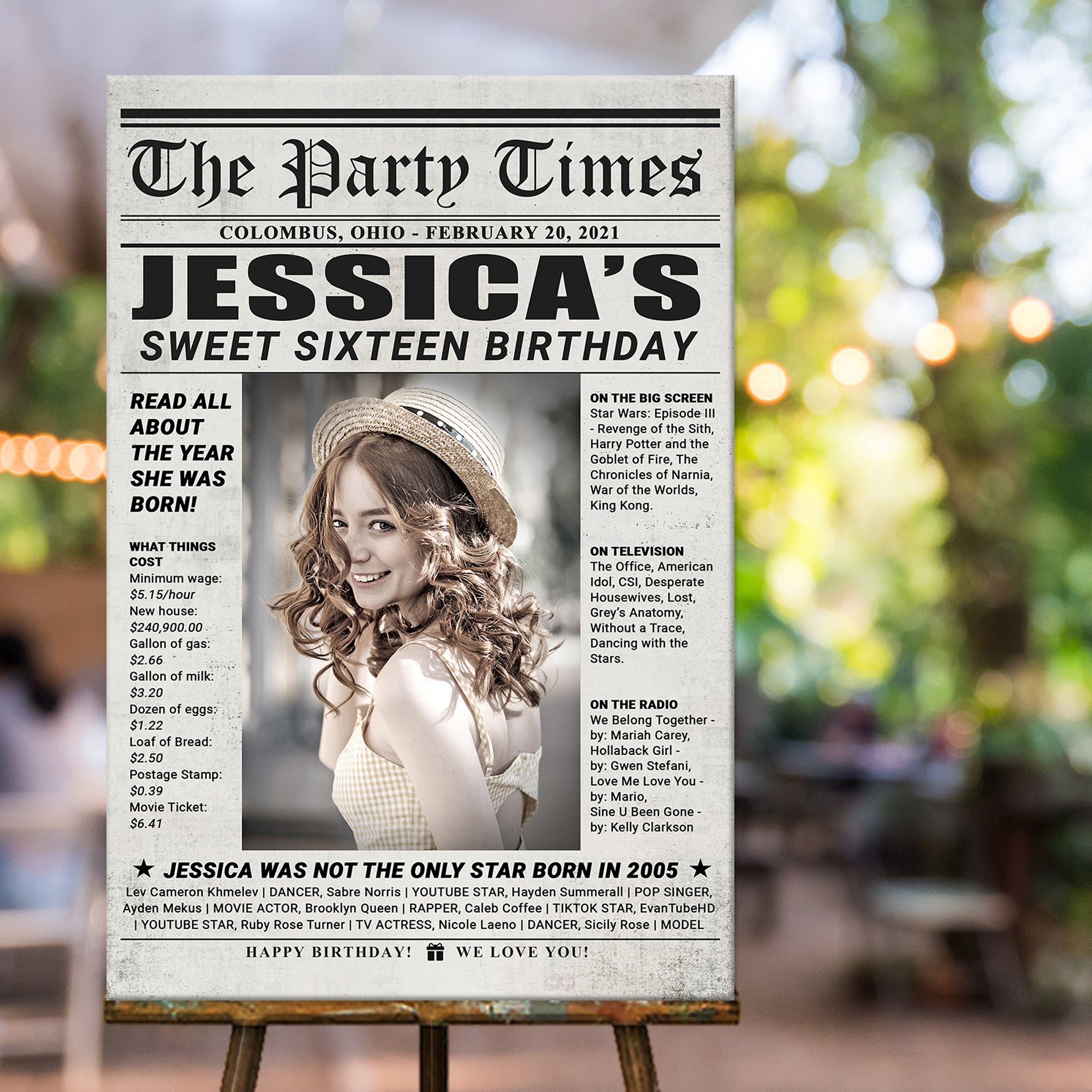 16th Birthday Newspaper Sign on sale at MyriadMart