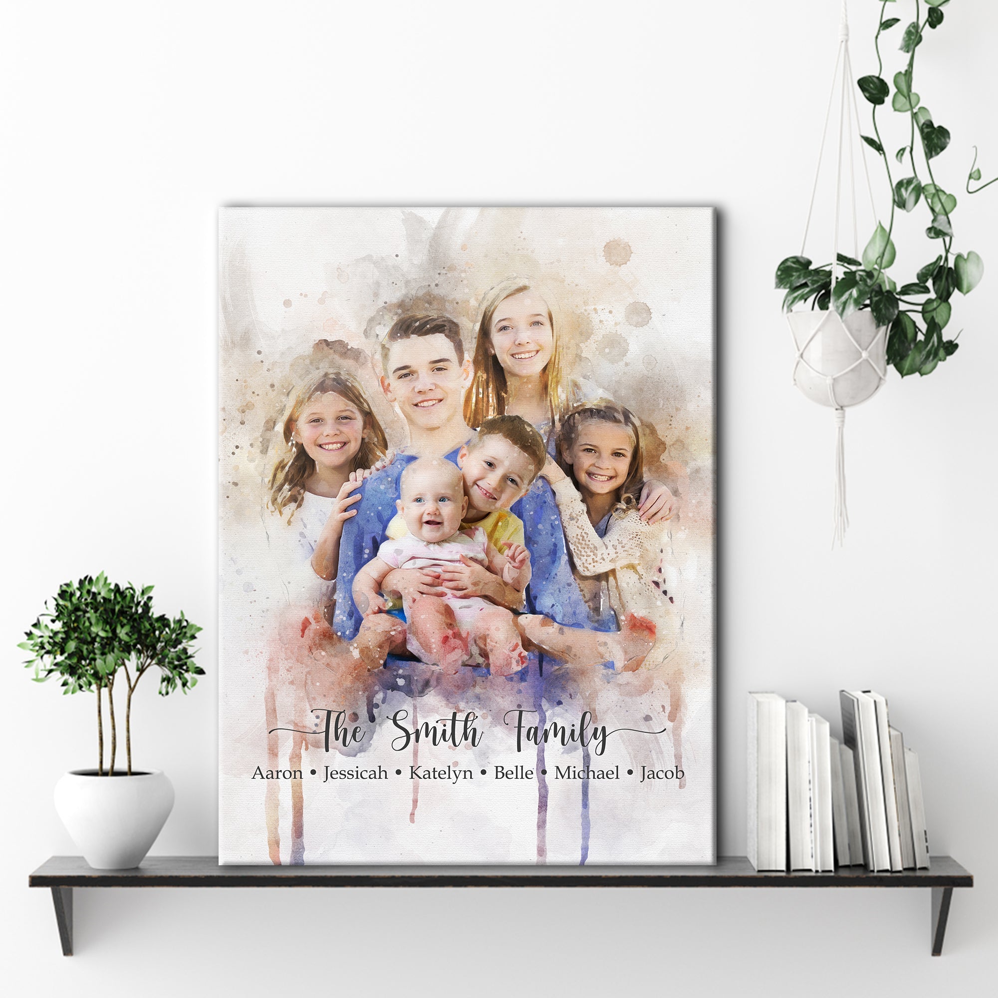 Watercolor Family Portrait Sign on sale at MyriadMart