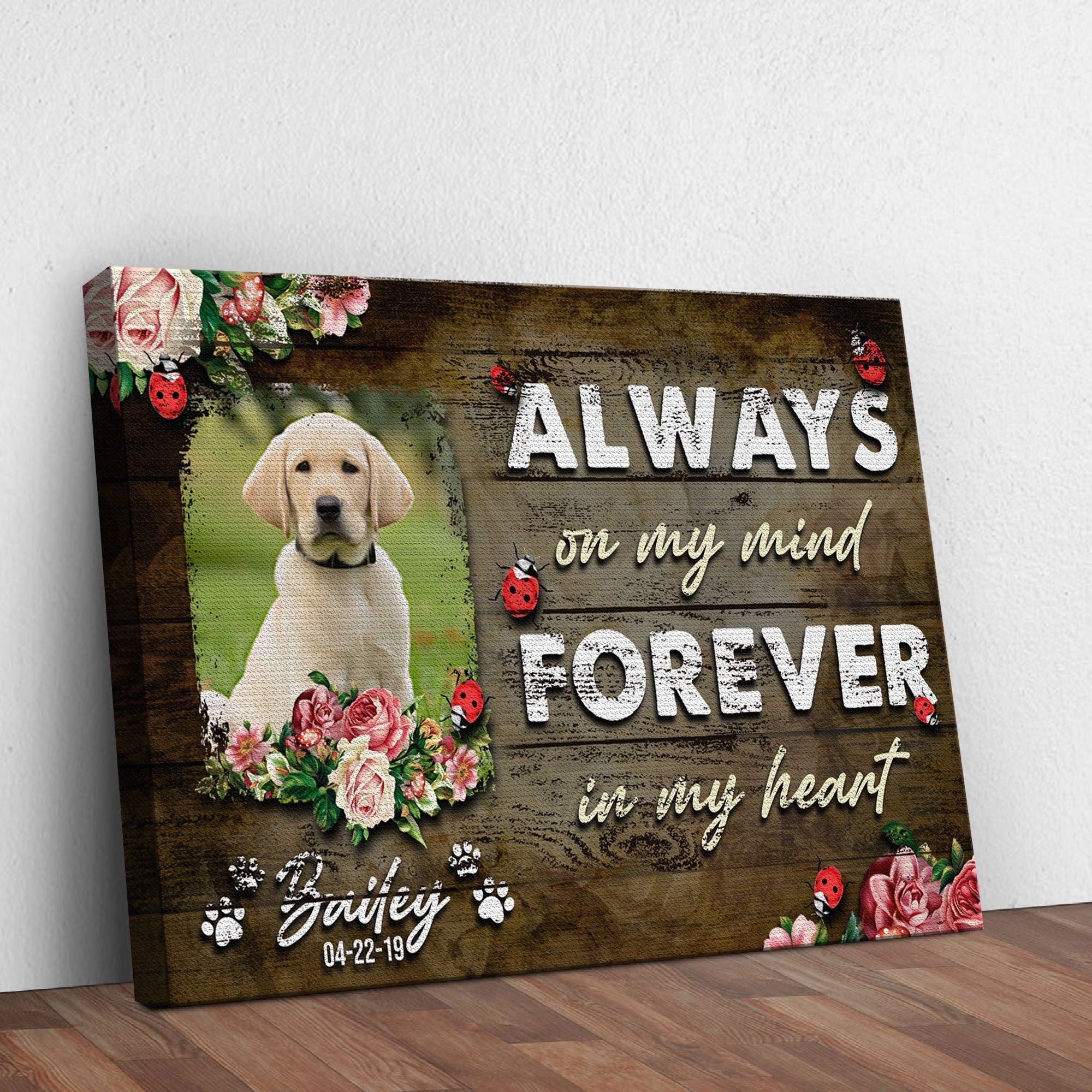 Always On My Mind Forever In My Heart Pet Memorial Sign on sale at MyriadMart
