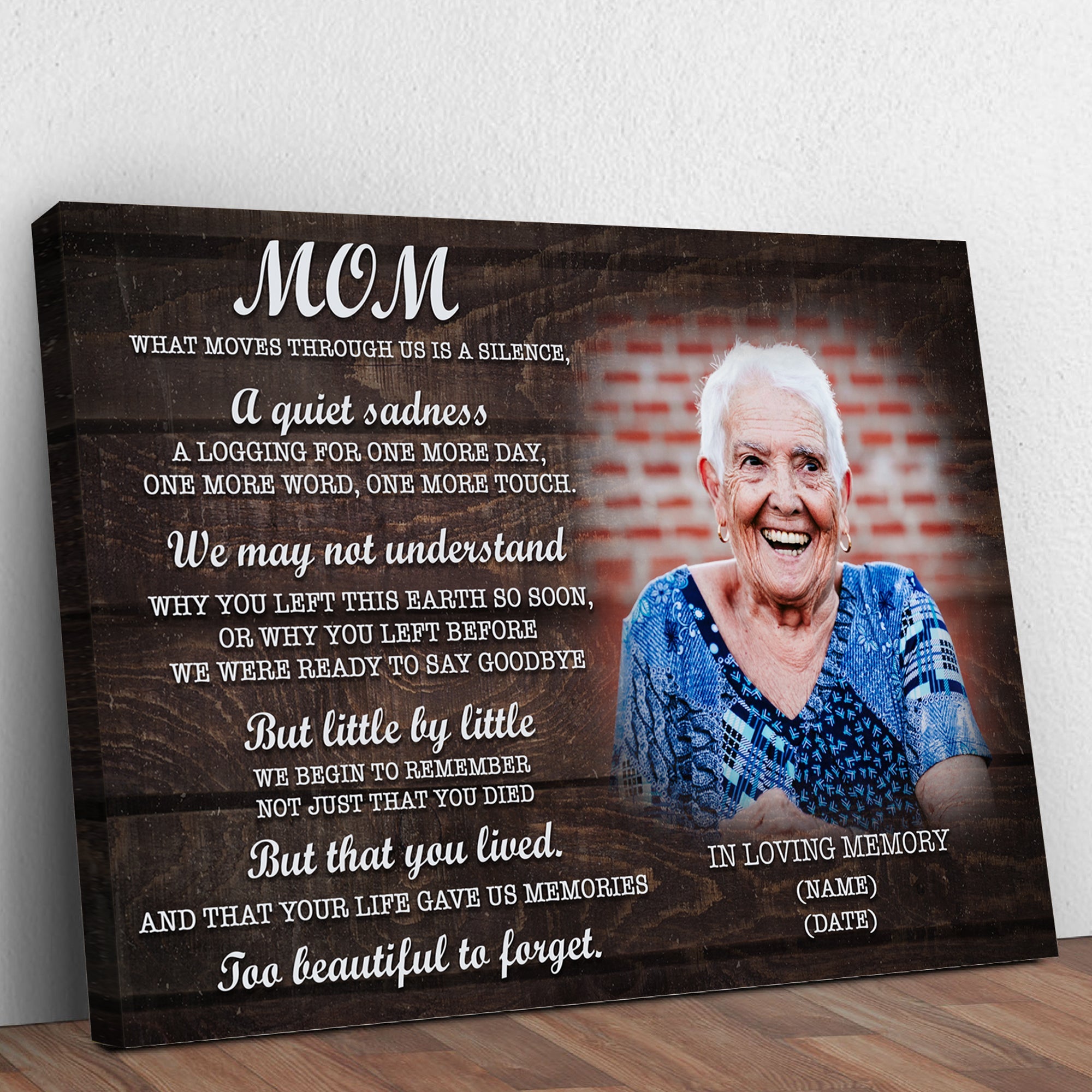 Mom, You're Too Beautiful To Forget Happy Mother's Day Sign on sale at MyriadMart