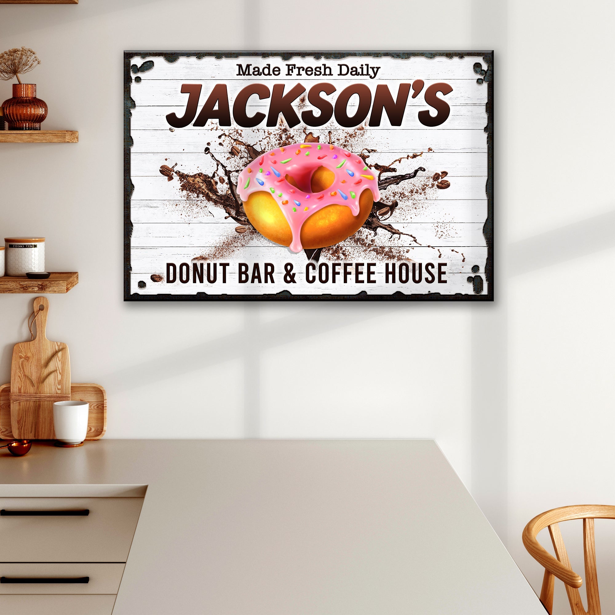 Donut Bar And Coffee House Made Fresh Daily Sign on sale at MyriadMart