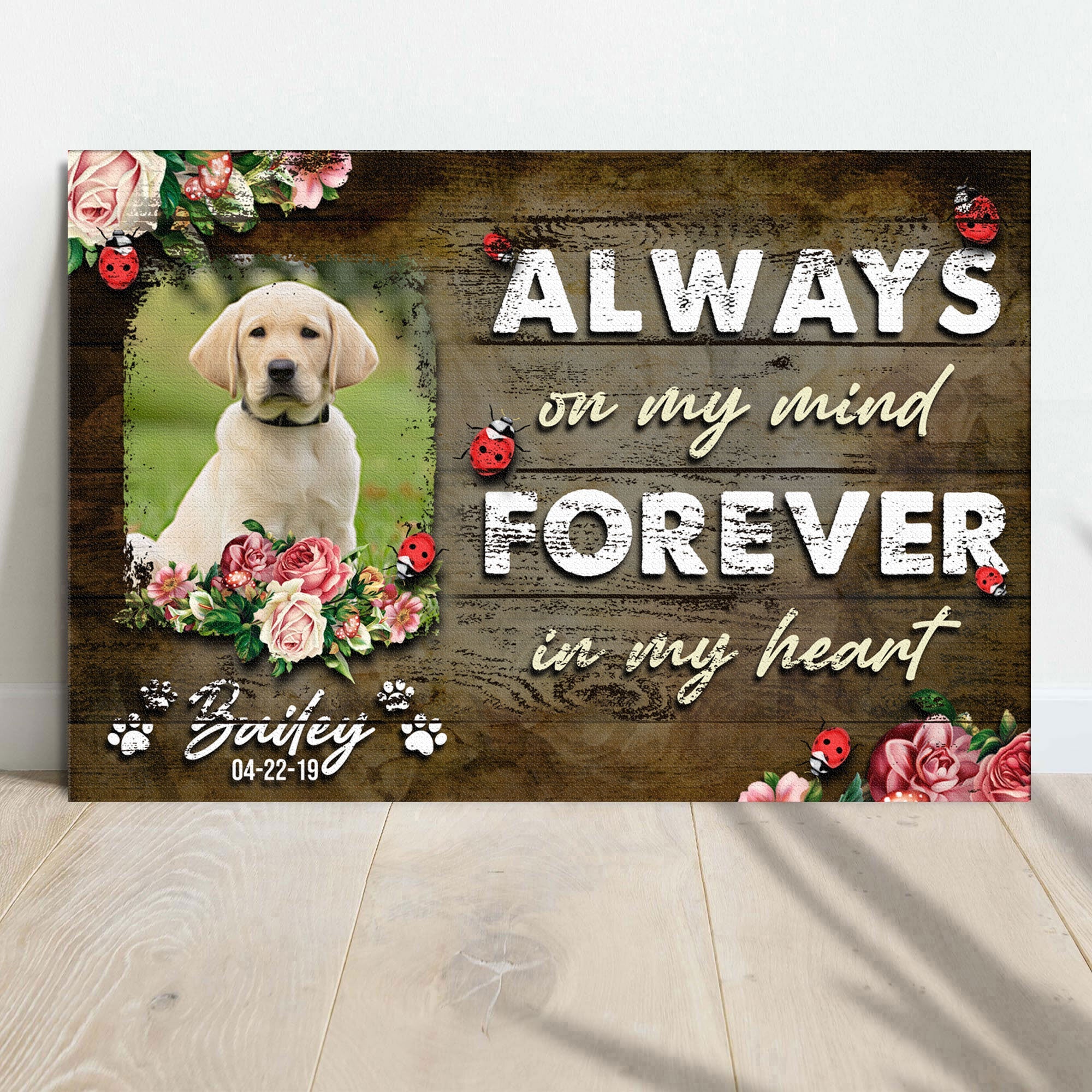 Always On My Mind Forever In My Heart Pet Memorial Sign on sale at MyriadMart