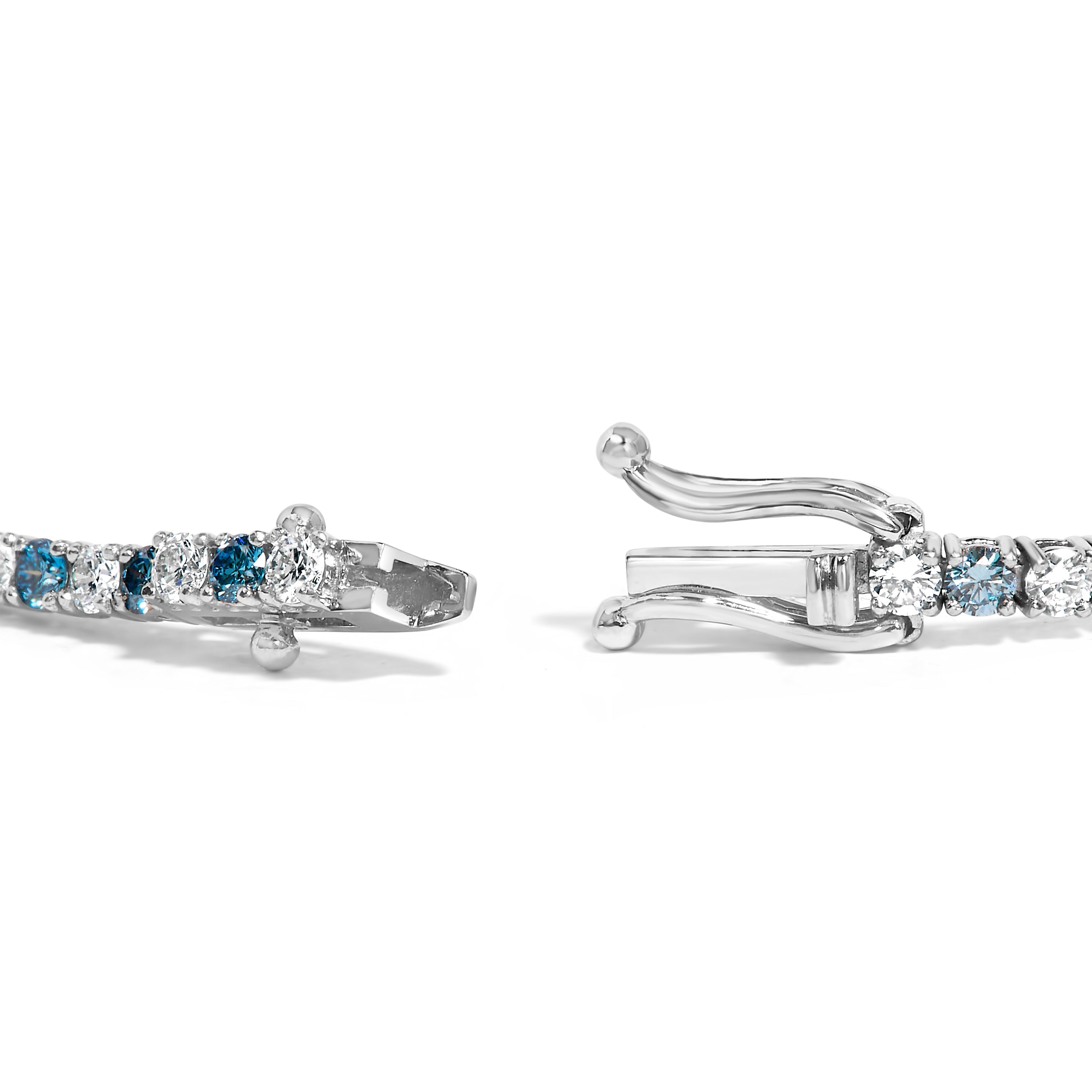 14K White Gold 4.0 Cttw Alternating White and Blue Lab Grown Diamond Tennis Bracelet - 7" inches on sale at MyriadMart