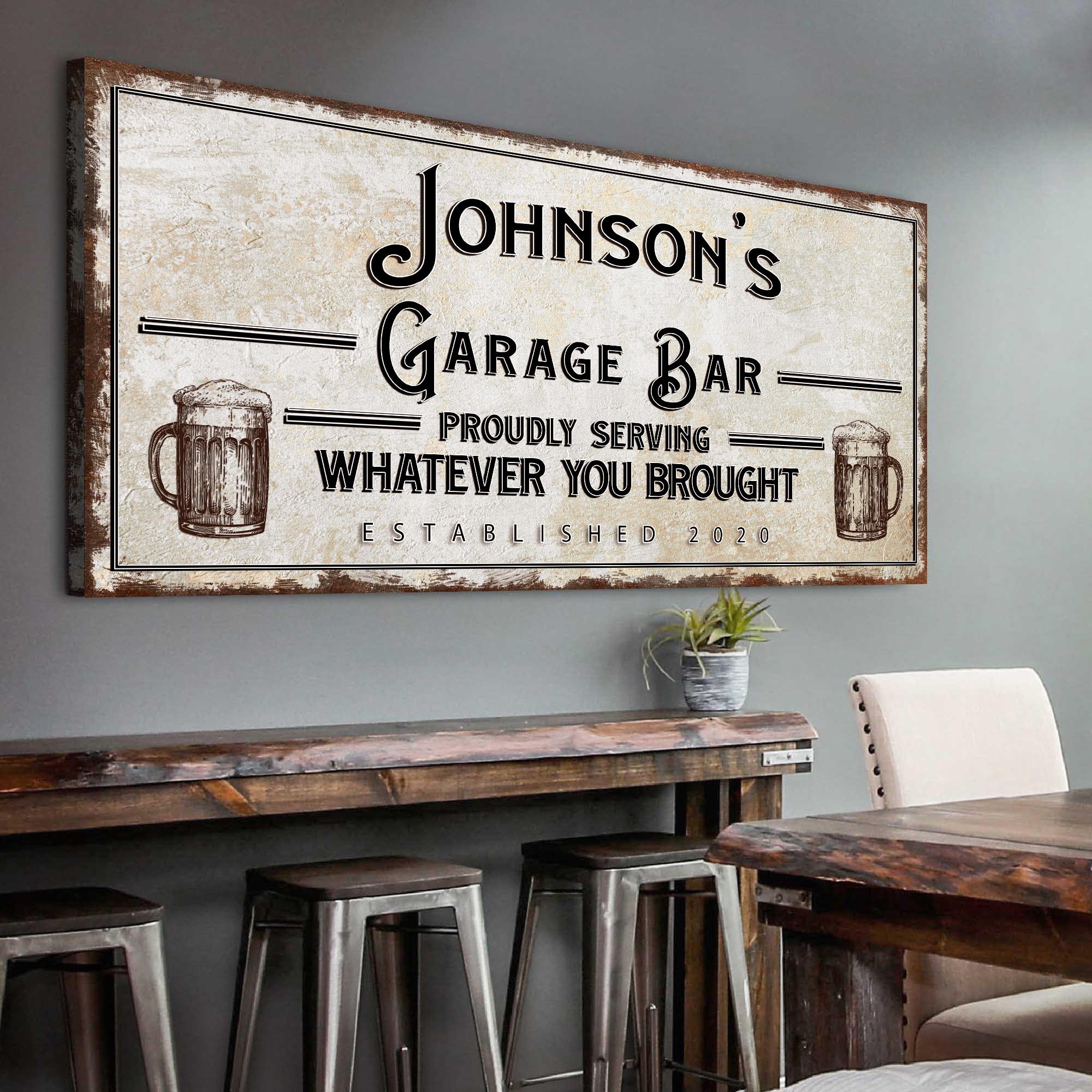 Personalized Rustic Garage Sign for Home Bar: Enhance Your Man Cave Wall Decor with Personalized Basement Bar Sign on sale at MyriadMart