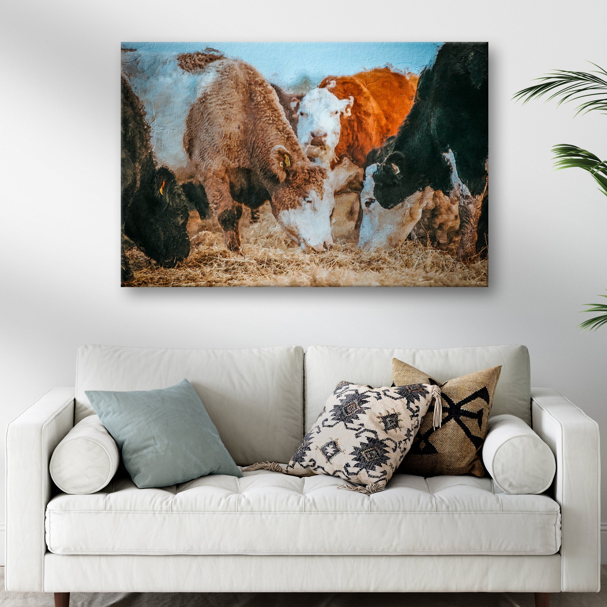 Family Of Hereford Cattle Canvas Wall Art on sale at MyriadMart