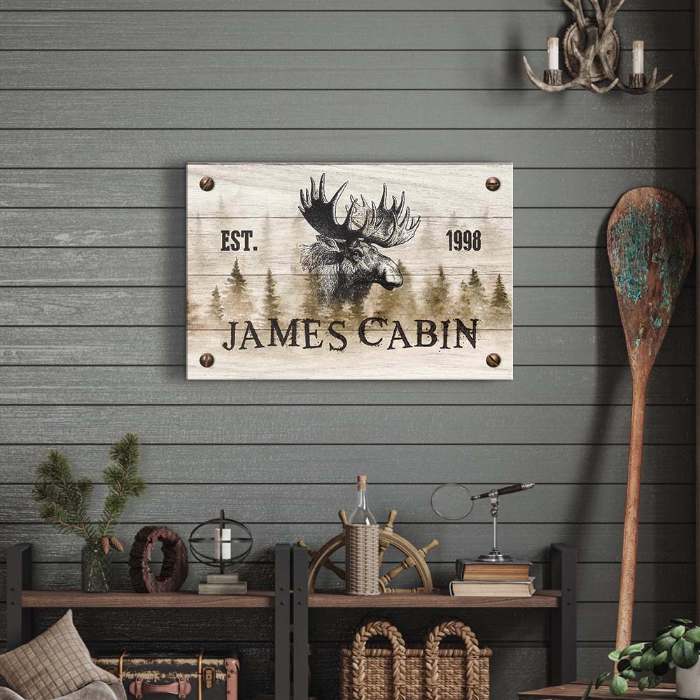 Family Moose Cabin Sign on sale at MyriadMart