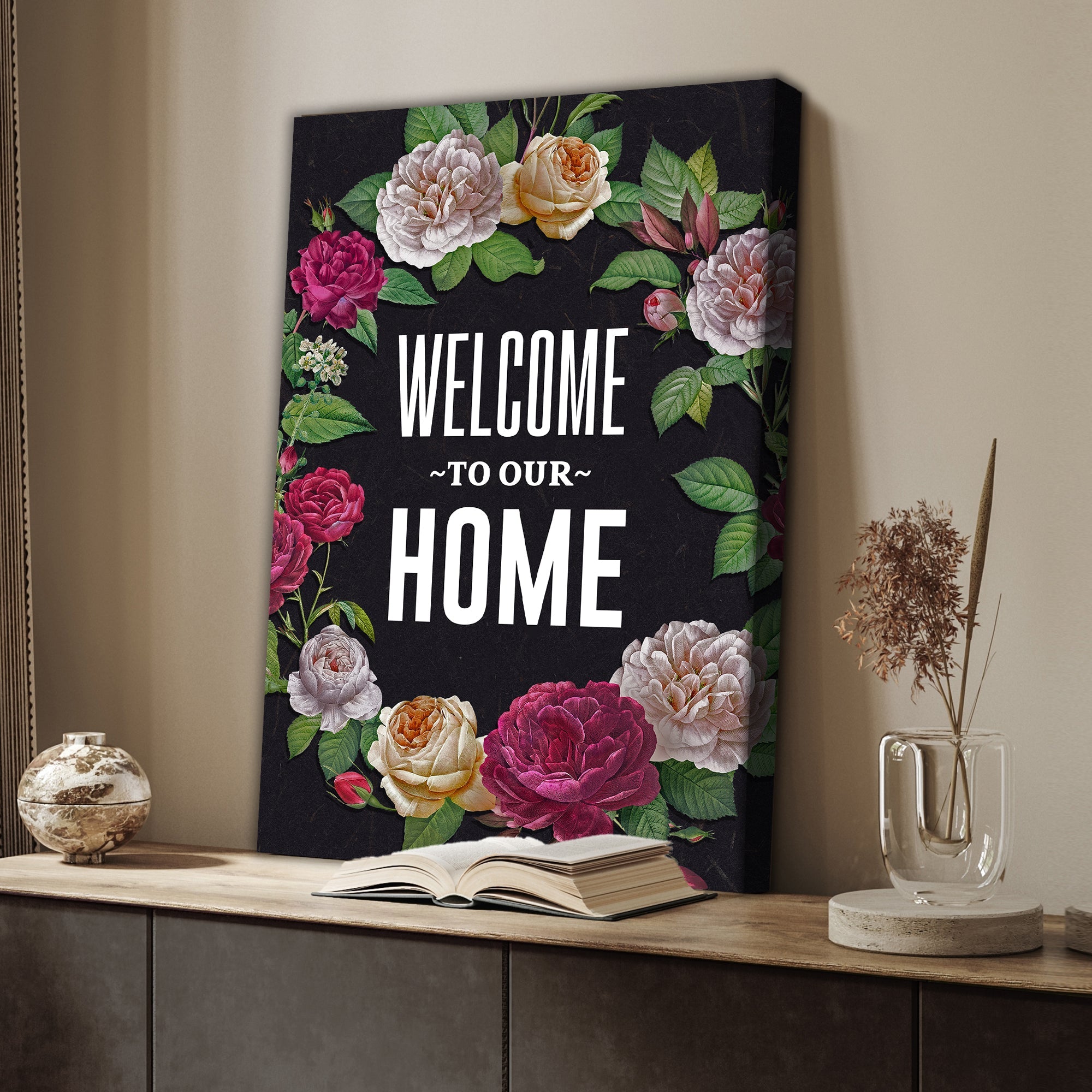 Welcome To Our Home Floral Entryway Sign on sale at MyriadMart
