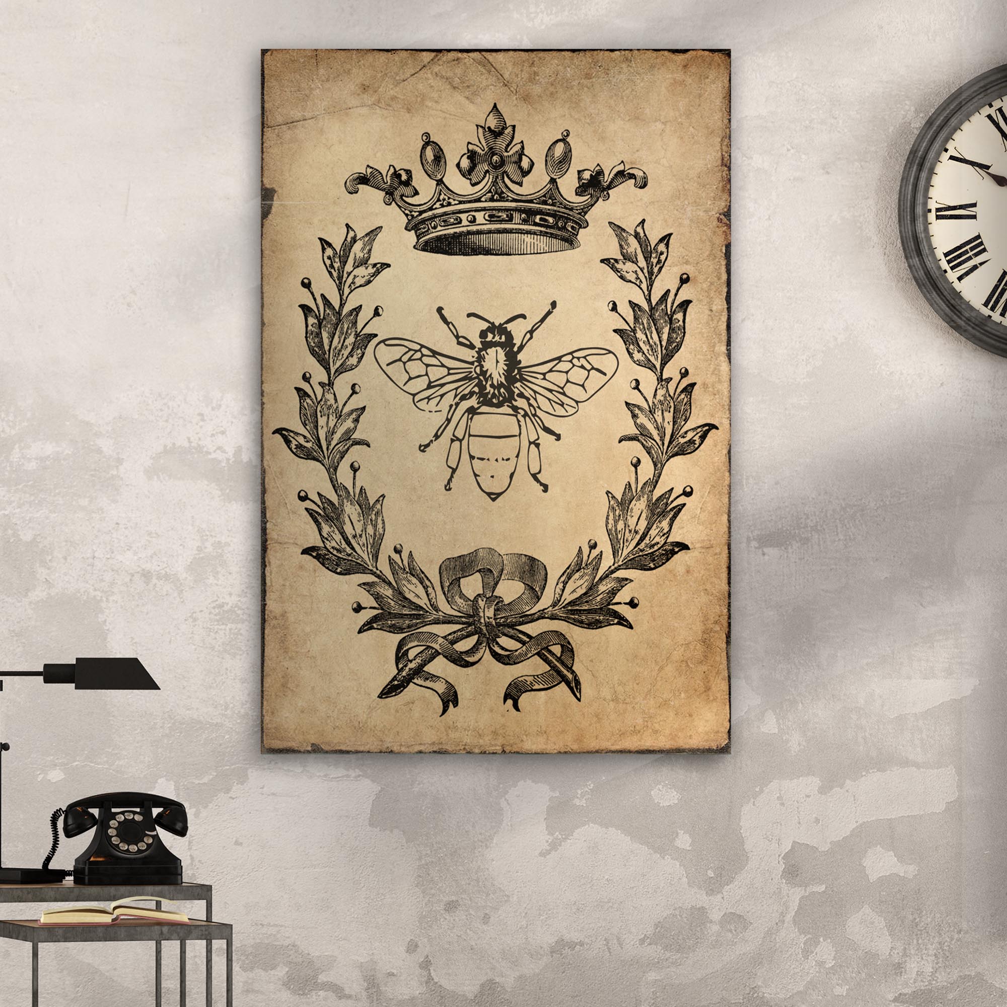 Queen Bee Vintage Painting Canvas Wall Art on sale at MyriadMart