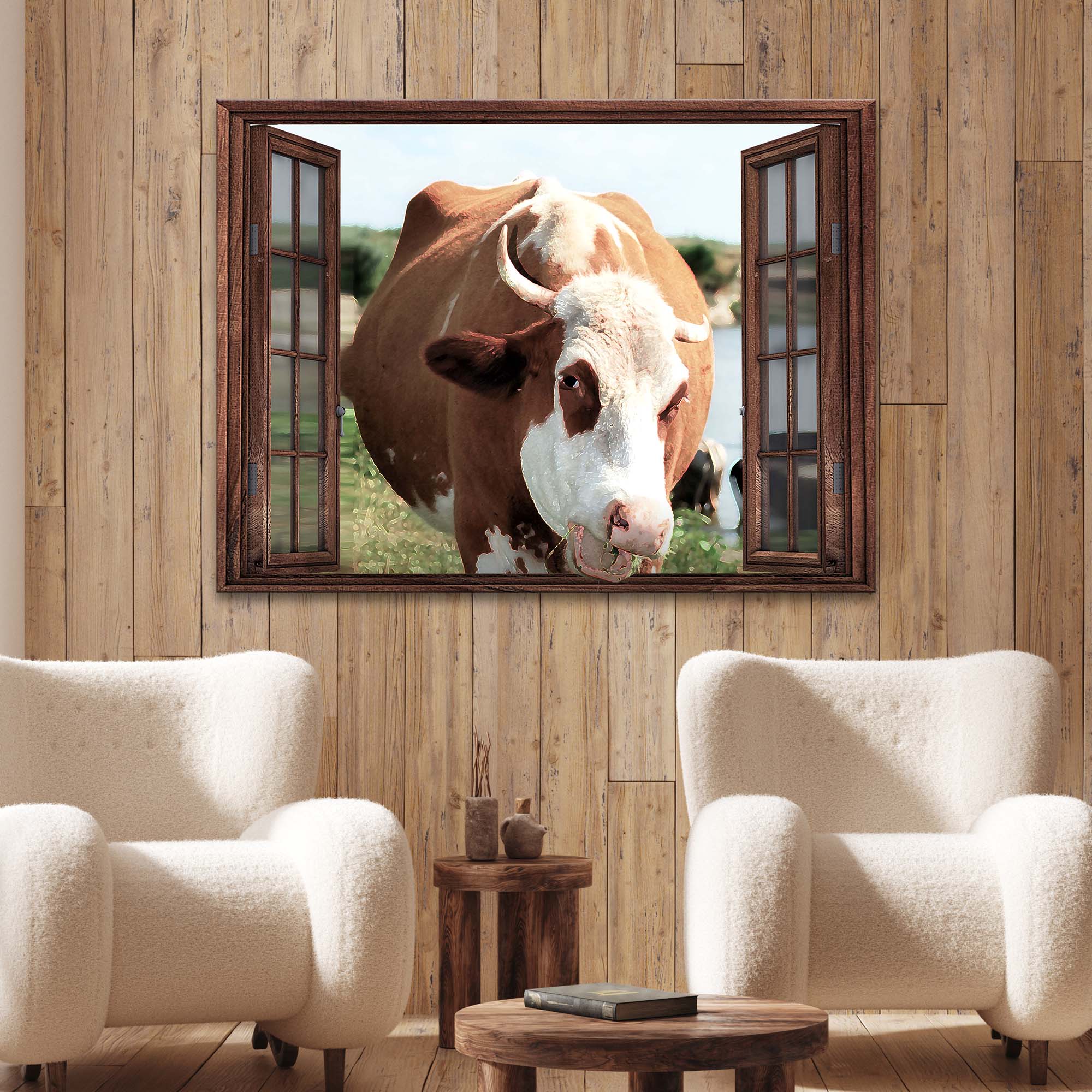 Cattle On Window Canvas Wall Art on sale at MyriadMart