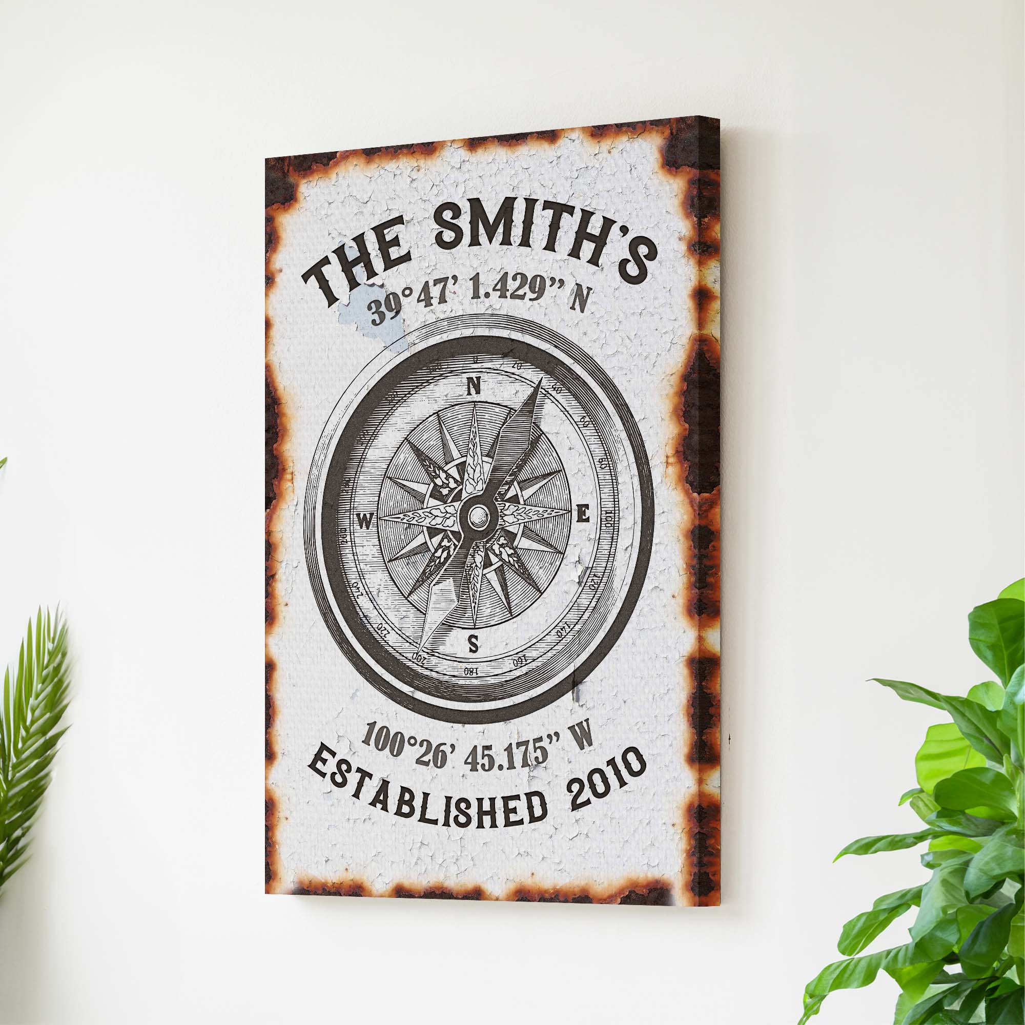 Family Home Compass Coordinates Sign on sale at MyriadMart