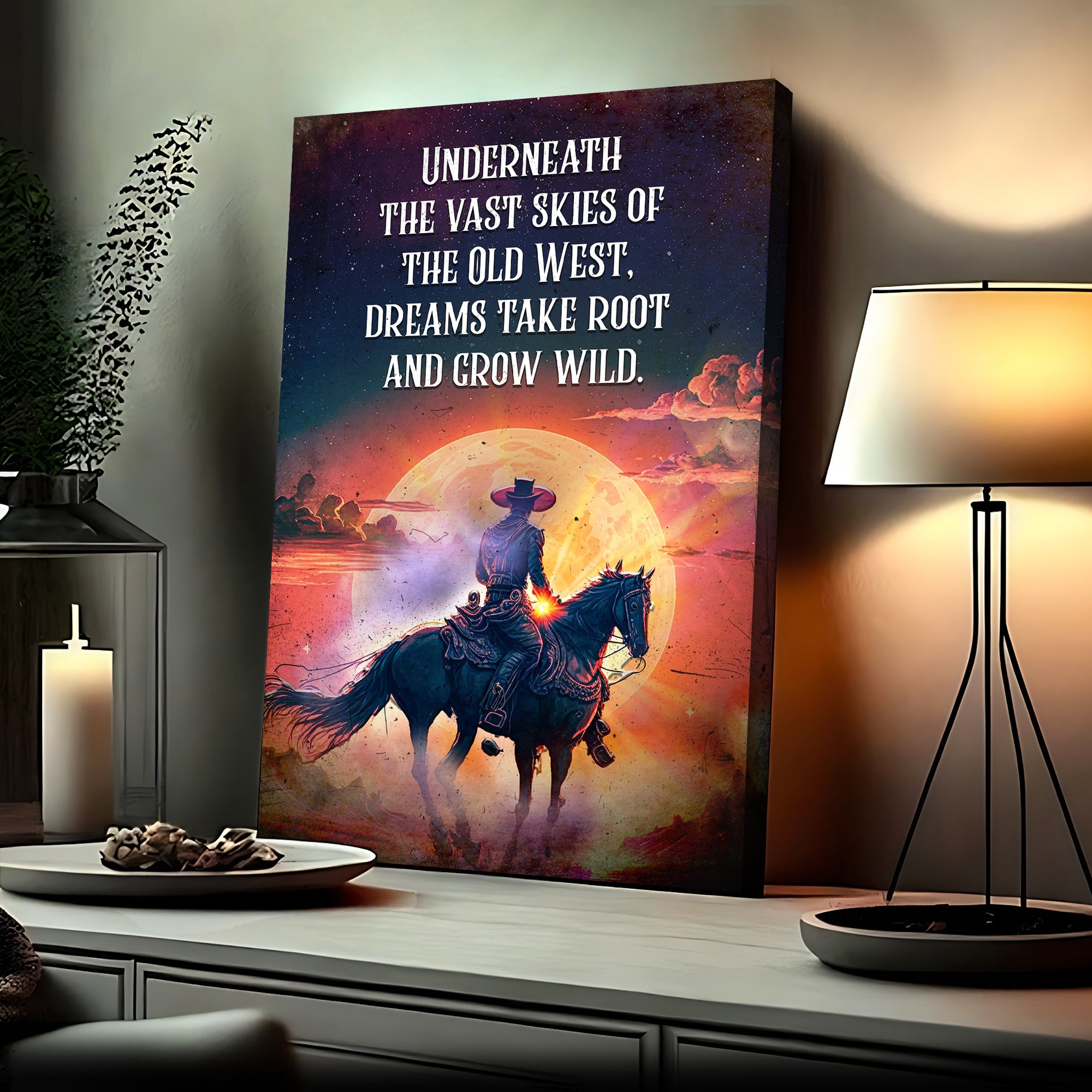 Underneath The Vast Skies Of The Old West Sign on sale at MyriadMart