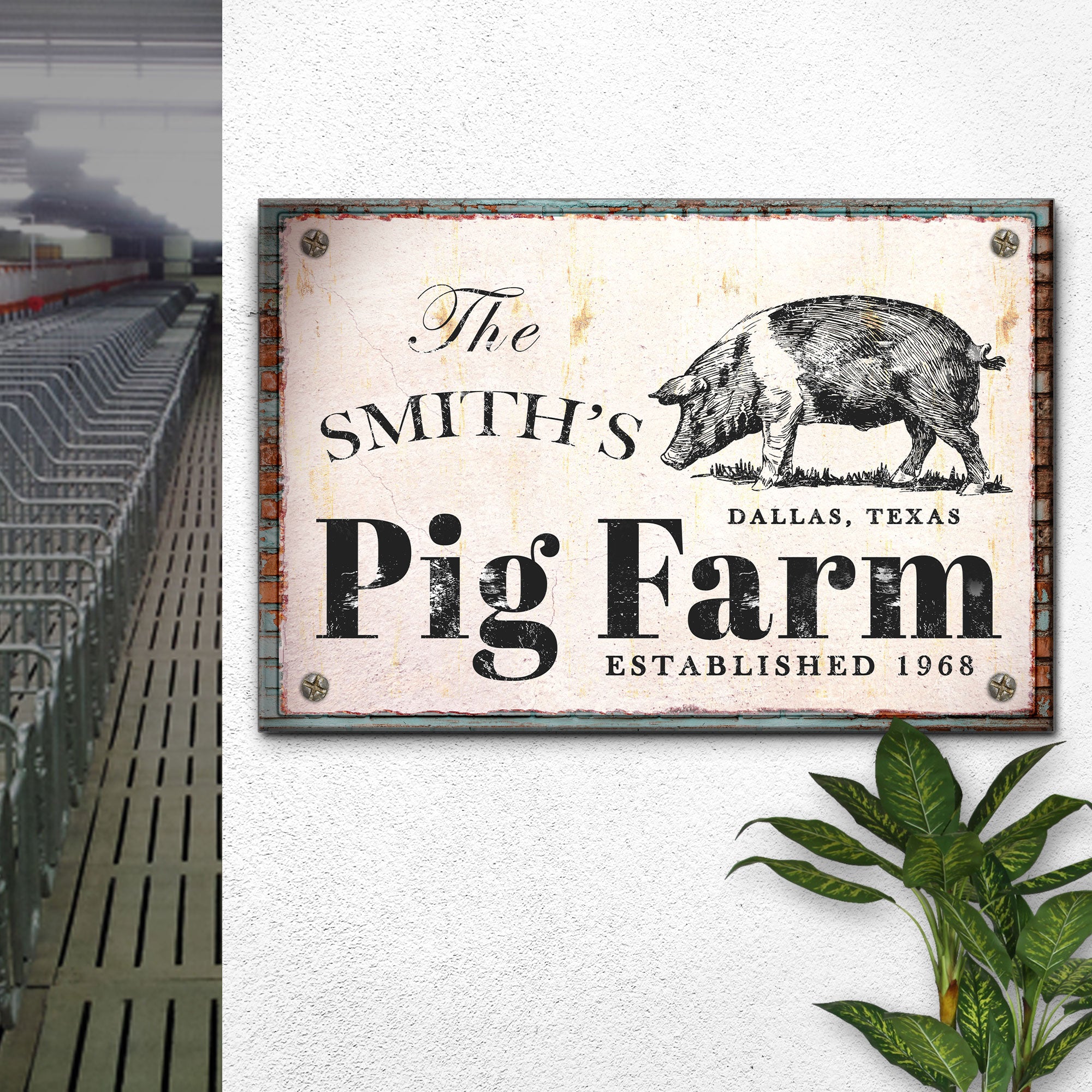 Rustic Pig Farm Sign II on sale at MyriadMart