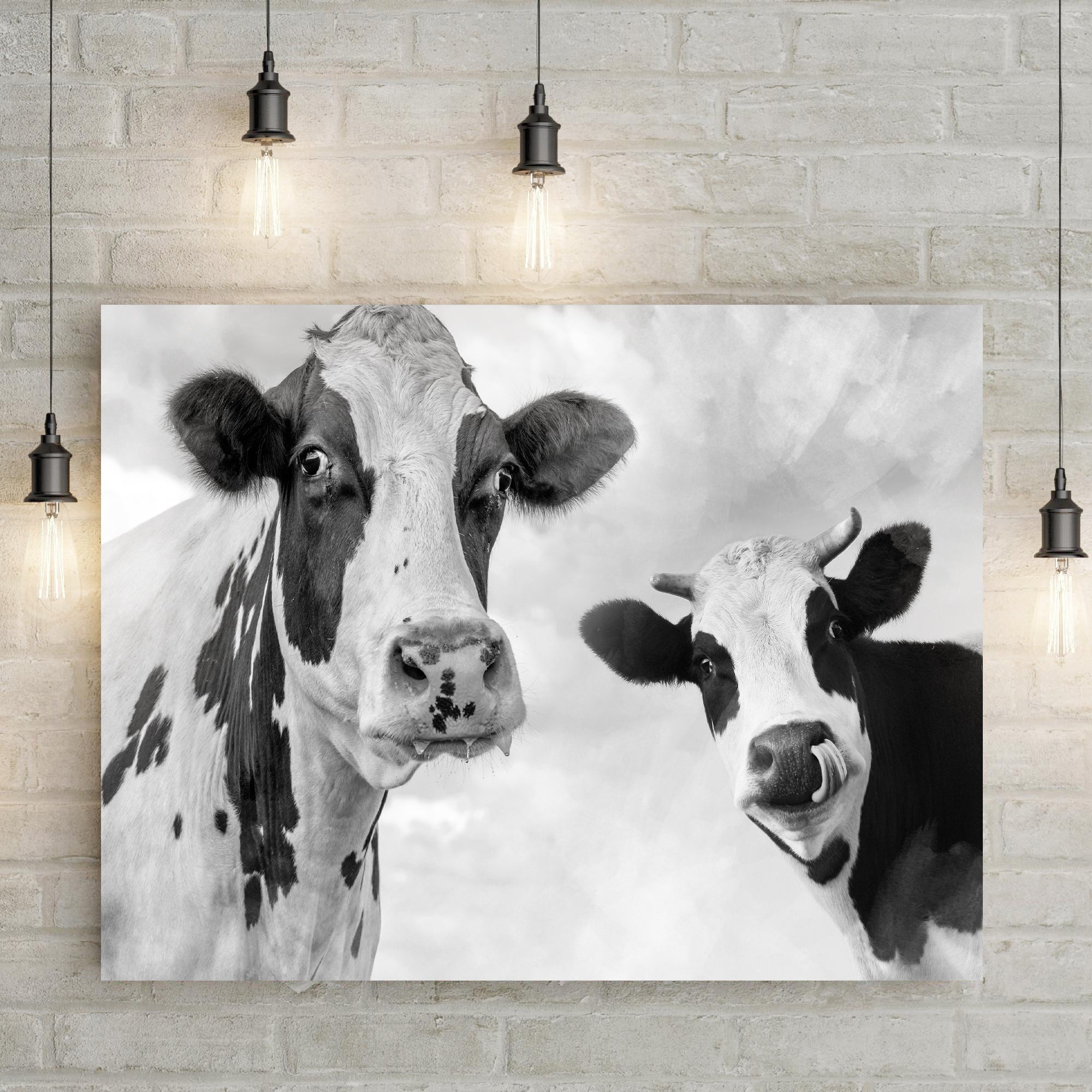 Monochrome Holstein Cows Canvas Wall Art on sale at MyriadMart
